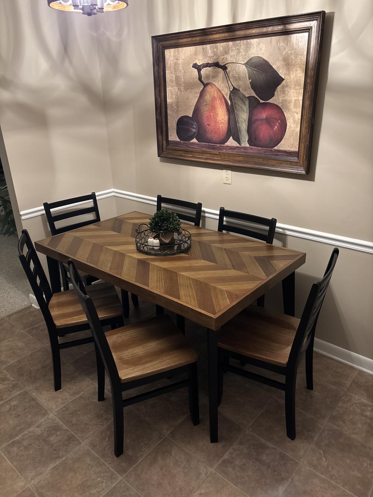 Signature Design by Ashley Rokane 7-Piece Dining Room Table Set with 6 Upholstered Chairs - Brown Wood customer photo 2