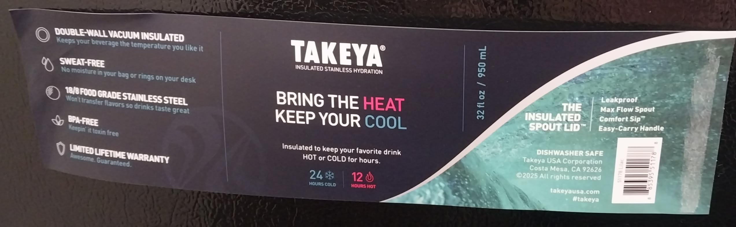 Takeya Actives Stainless Steel Water Bottle, Insulated Spout Lid, Keeps Drinks Cold 24 Hrs, Leakproof, Durable, Dishwasher Safe, Ideal for Gym, Travel, Fits Most Cup Holders, 24 oz/Midnight Blue customer photo 1