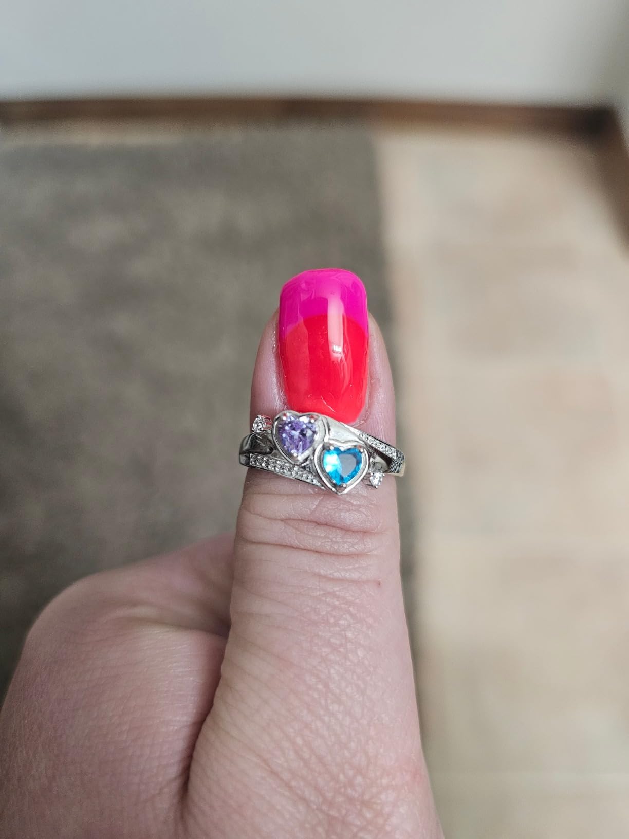 Diamondido Personalized Birthstone Rings for Women Mom Sterling Silver Mother Ring with Names Promise Rings for Her Customized Gifts for Mothers Day Christmas customer photo 2
