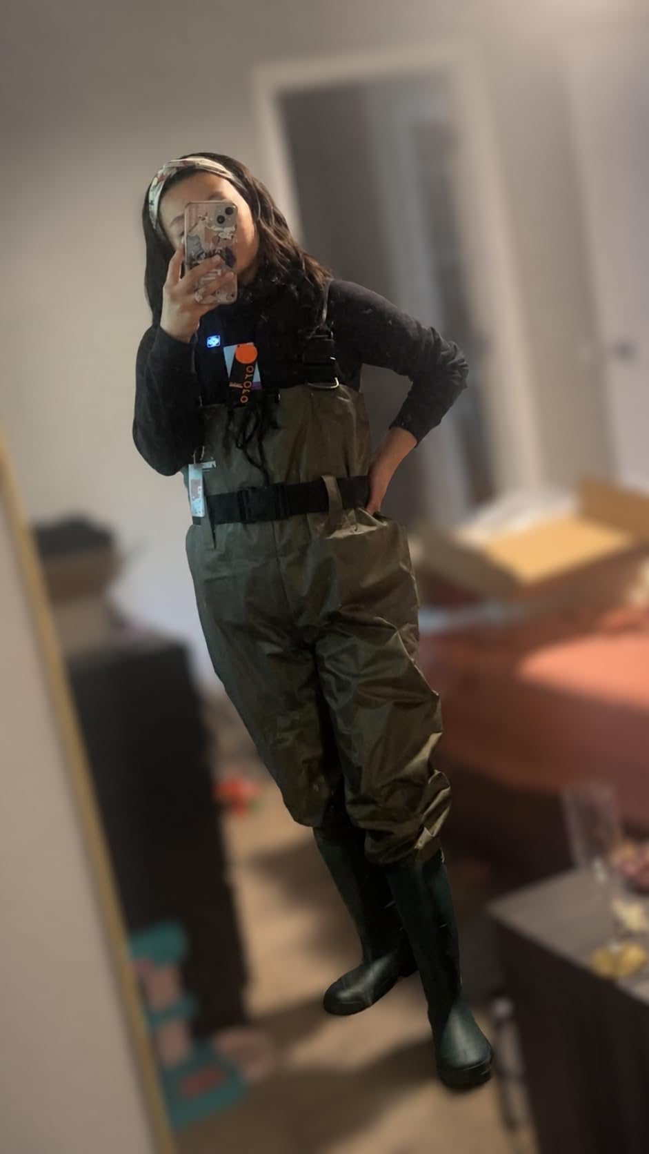 FISHINGSIR Waders for Men Waterproof Women Fishing Chest Wader with Boots | 2-Ply Nylon/PVC, for hunting & fishing, with boot hanger customer photo 2