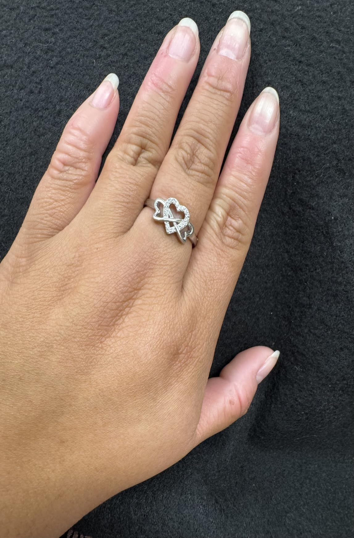 BORUO 925 Sterling Silver Love Heart Twisted Eternity Band, Sizes 4-12 | 925 Sterling Silver Love Heart Twisted Eternity Band in Platinum-Plated, Ideal for Weddings, Promises, or Stacking. customer photo 2
