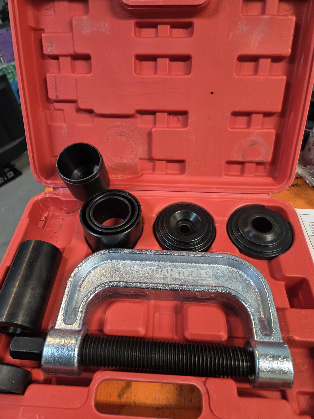 DAYUAN Ball Joint Press & U Joint Removal Tool Kit, Red Case | 4-in-1 Ball Joint & Brake Anchor Pin Tool, Removes & Installs Ball Joints and Anchor Pins, 2WD & 4WD Vehicles, Forged Steel customer photo 1