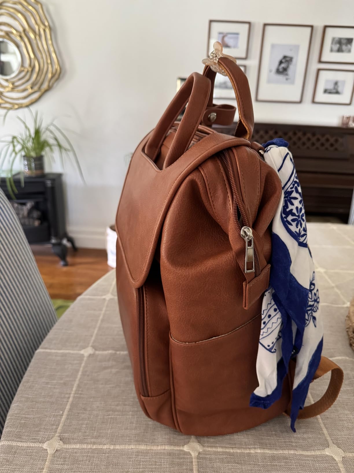 Citi Collective Explorer Brown Diaper Bag Backpack - Vegan Leather Diaper Bag with Shoulder Strap, Insulated Bottle Pockets, Changing Pad, Stroller Clip customer photo 1