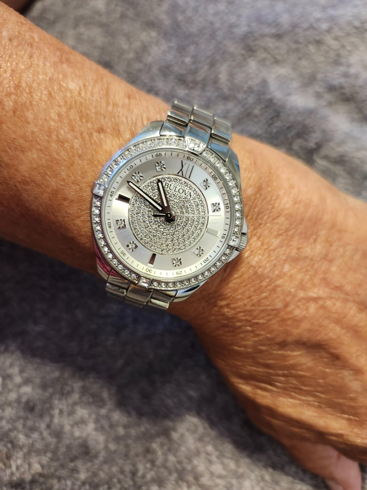 Ladies' Classic Crystal Stainless Steel 2-Hand Quartz Watch, Pave Dial Style: 96L236 customer photo 1
