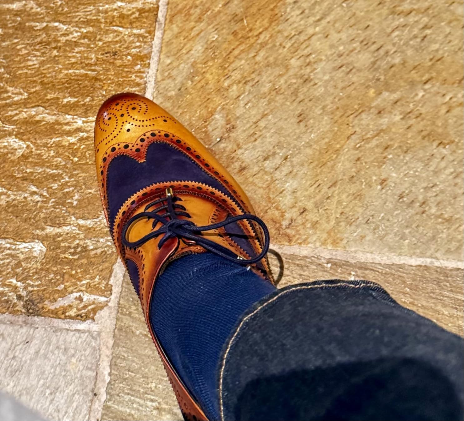 Lethato Wingtip Brogue Oxford Handcrafted Men's Genuine Leather Lace up Dress Shoes customer photo 1