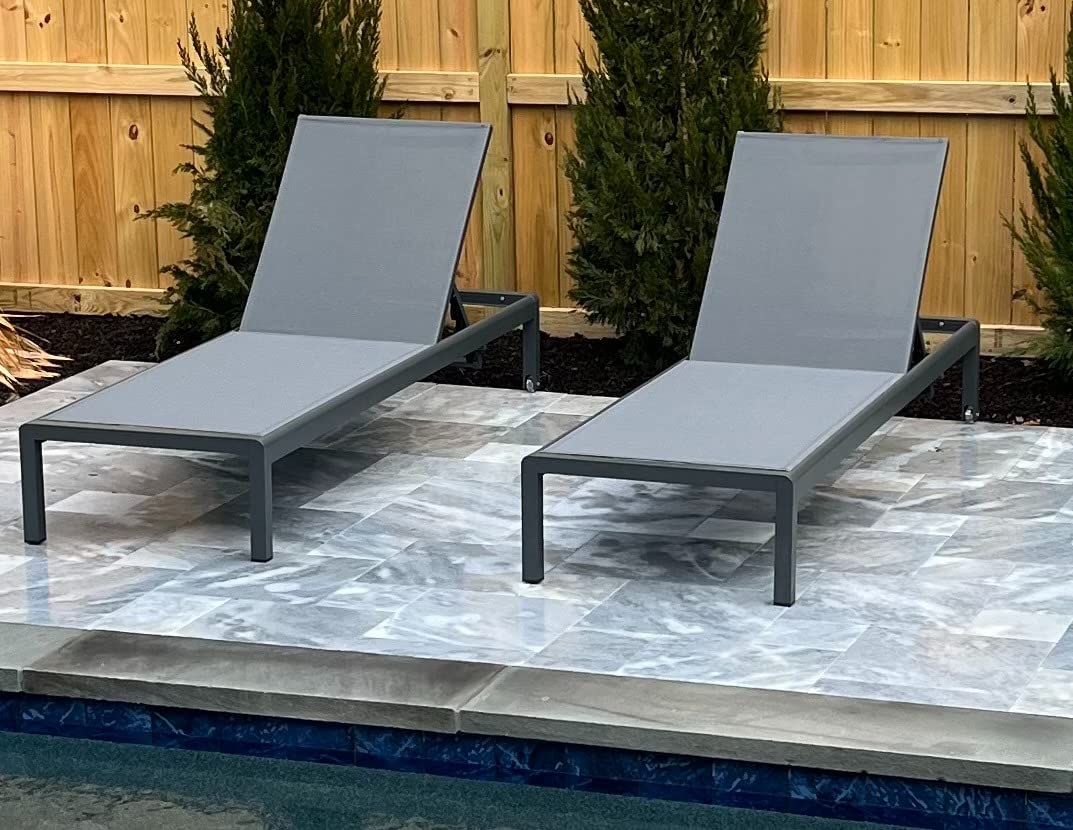 Christopher Knight Home Cape Coral Outdoor Aluminum Chaise Lounges with Mesh Seat, 2-Pcs Set, Grey / Dark Grey customer photo 1
