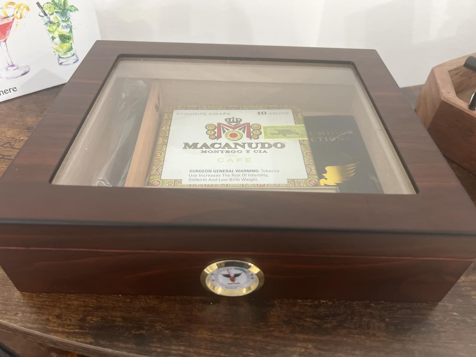 Bald Eagle Handmade Cigar Humidor, Cedar Cigar Desktop Box with Humidifier and Hygrometer, Glass Top for 30-50 Cigars customer photo 1