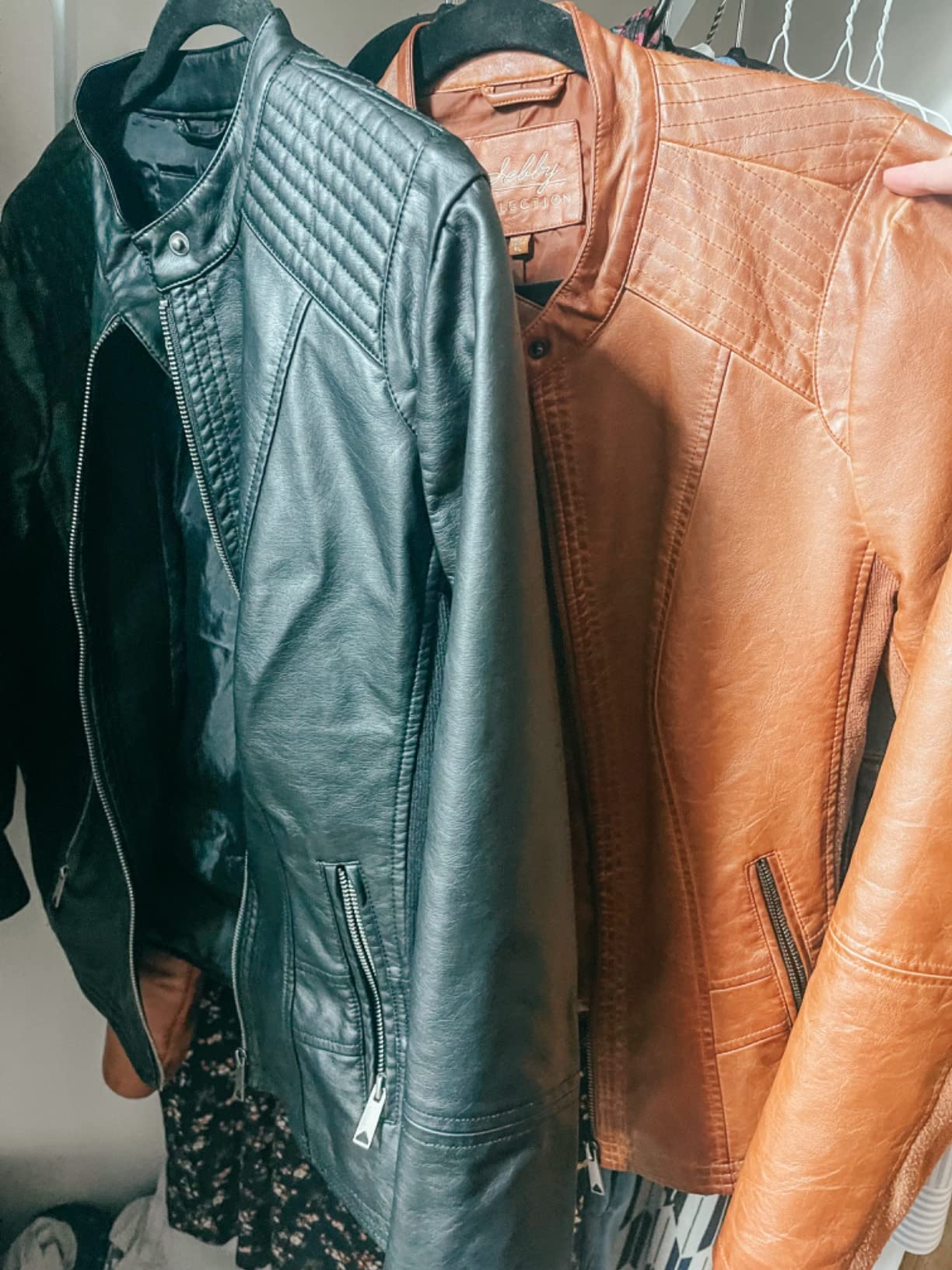 Collection Women's Faux Leather Jacket with Moto Details and Front Zip Pockets customer photo 1