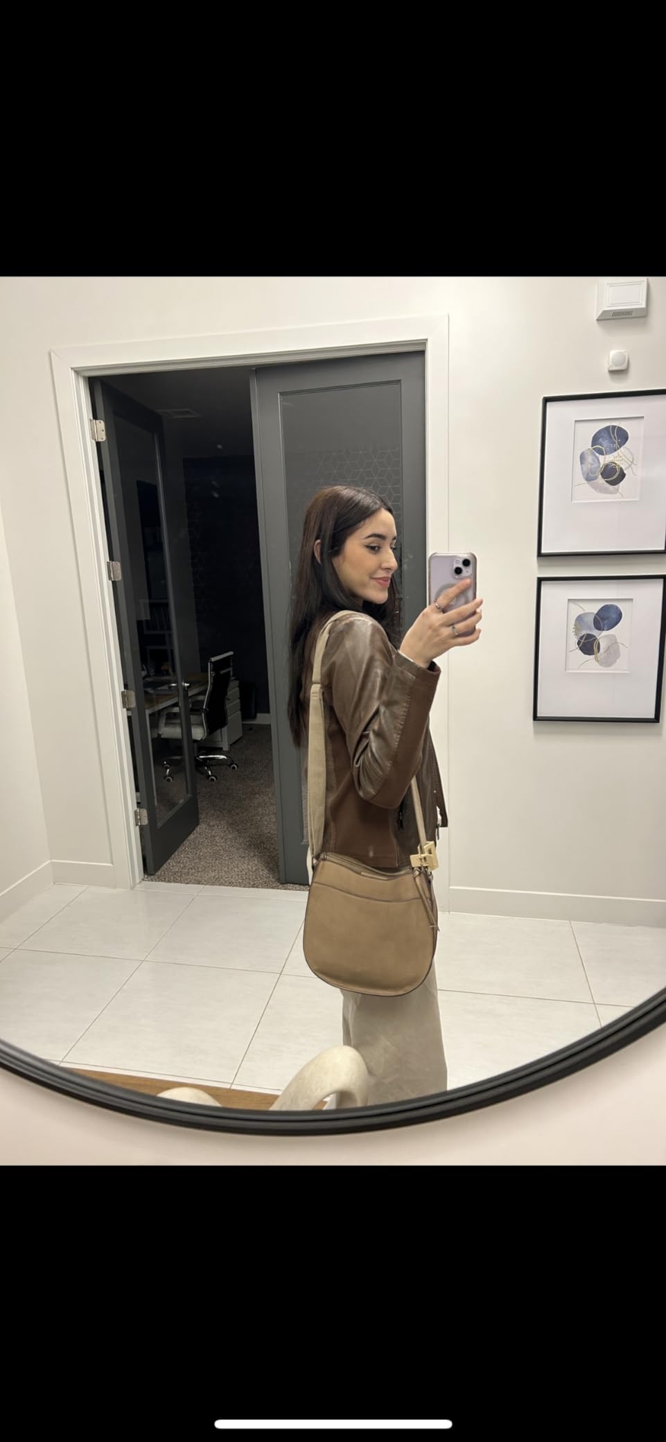 Collection Women's Faux Leather Jacket with Moto Details and Front Zip Pockets customer photo 2