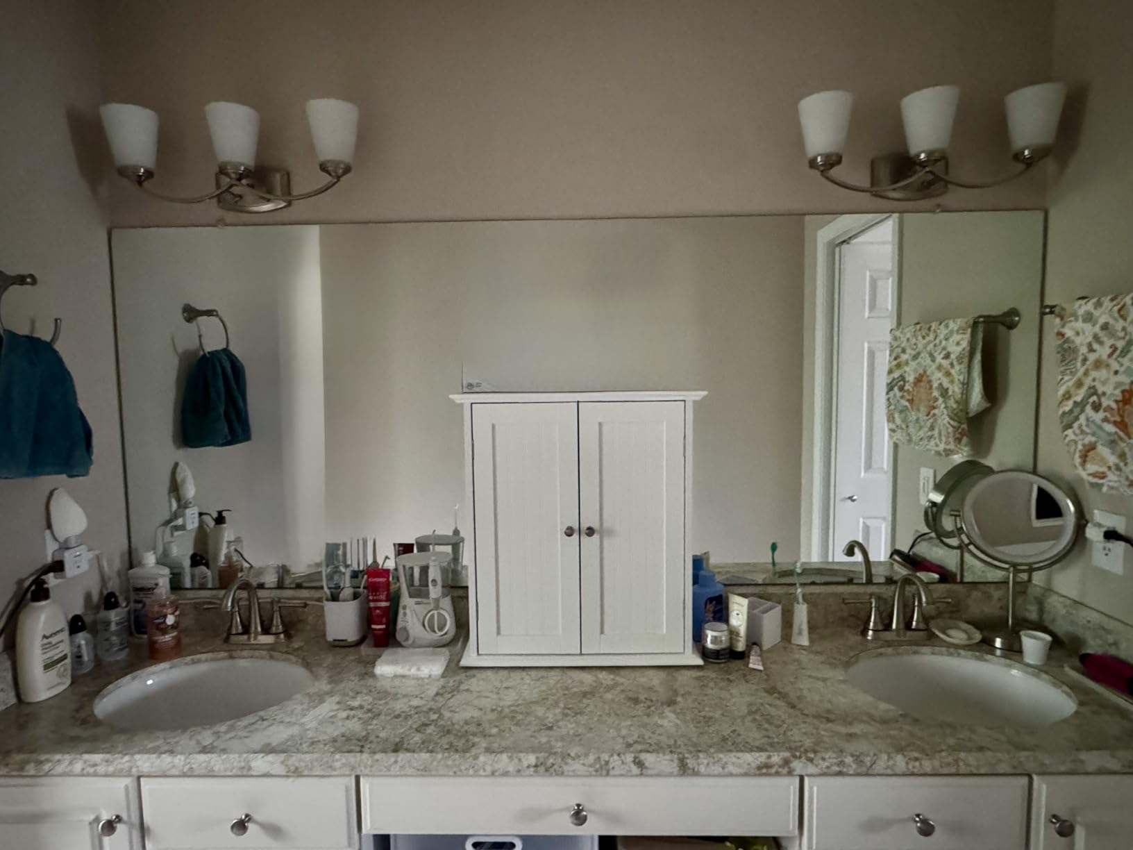 ChooChoo Bathroom Wall Cabinet, Over The Toilet Space Saver Storage Cabinet, Medicine Cabinet with 2 Door and Adjustable Shelves, Cupboard customer photo 2