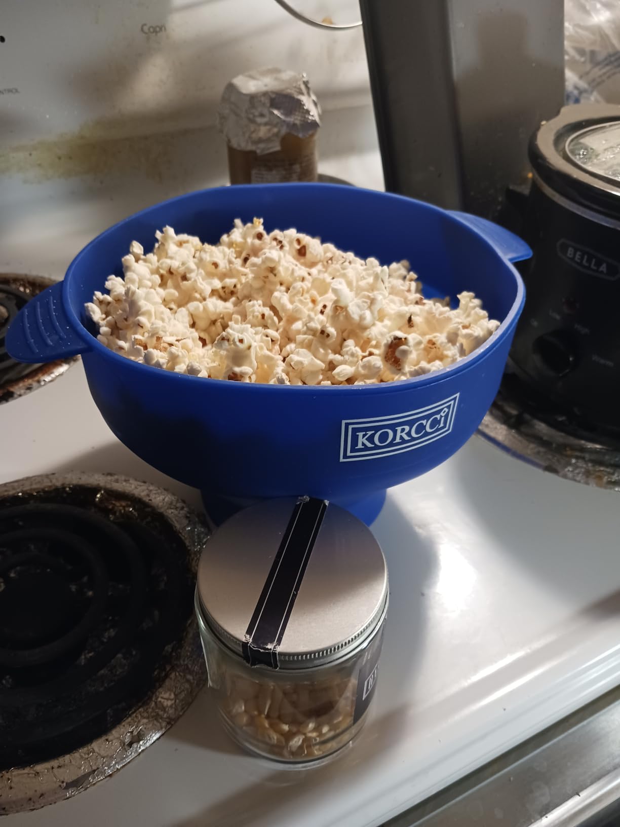 The Original Korcci Microwaveable Silicone Popcorn Popper, Microwave Popcorn Popper, Collapsible Microwave Popcorn Maker Bowl, No Oil Required, Use In Microwave, Dishwasher Safe (Blue) customer photo 1