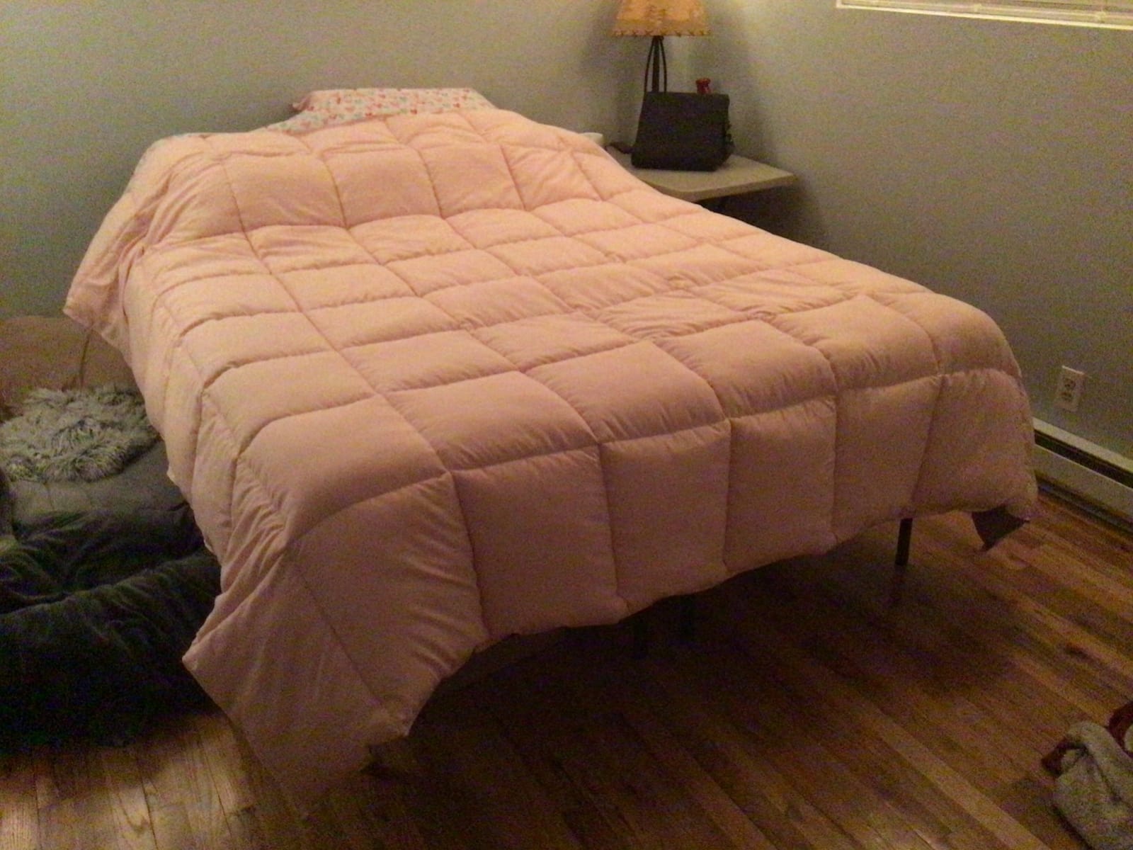 KASENTEX Queen Comforter Set, Reversible, Goose Down Alternative, All Season | 250 GSM Fill, Ultra-Soft, Lightweight, Machine Washable, 1 Comforter + 2 Pillow Shams, Pink Potpourri/Quartz Silver customer photo 2