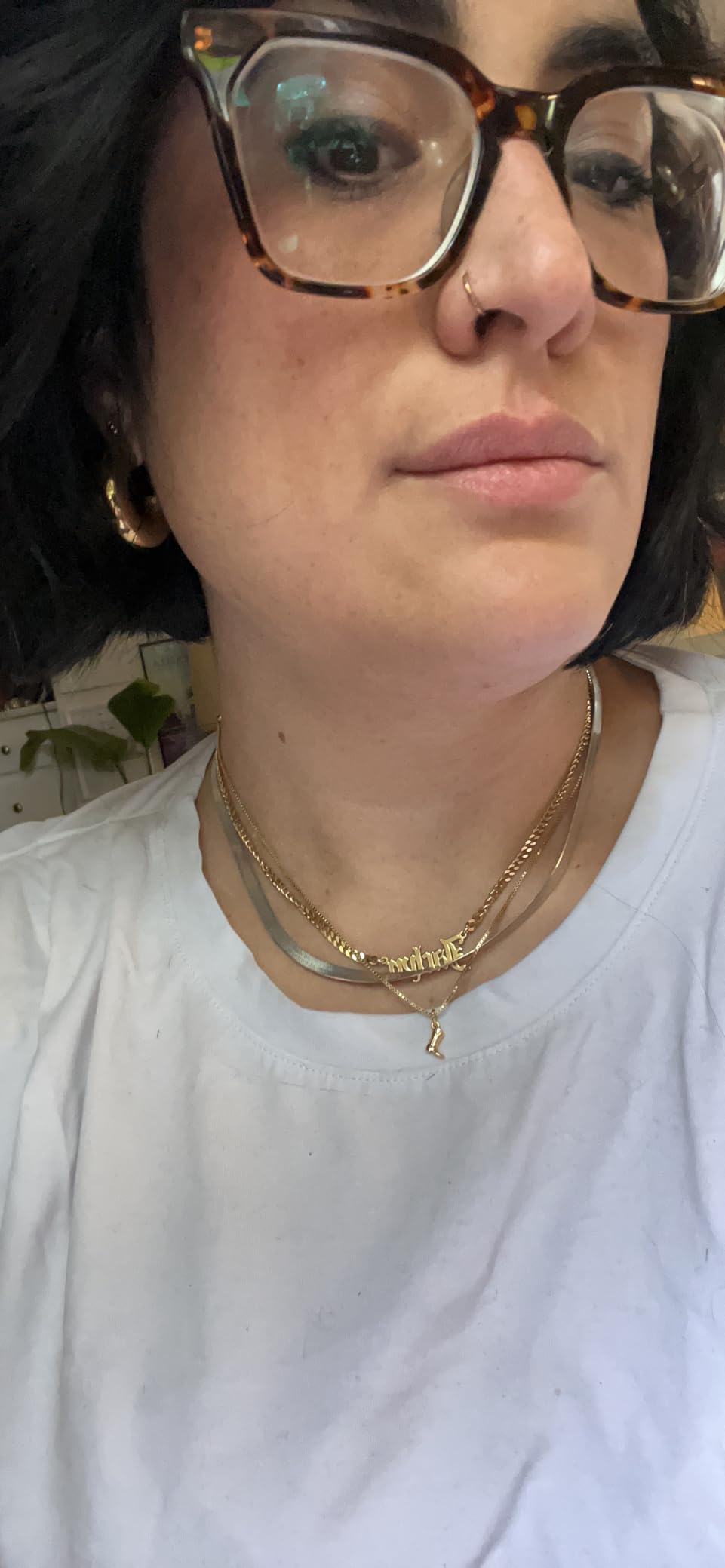 Miabella Italian 925 Sterling Silver, 18K Gold Plated Herringbone Necklace | 4.5mm Flat Snake Chain, Fine Jewelry for Women, Made in Italy customer photo 2