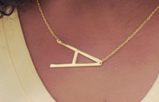 MOMOL Sideways Initial Necklace for Women Gold Plated Large Letter Necklace customer photo 2