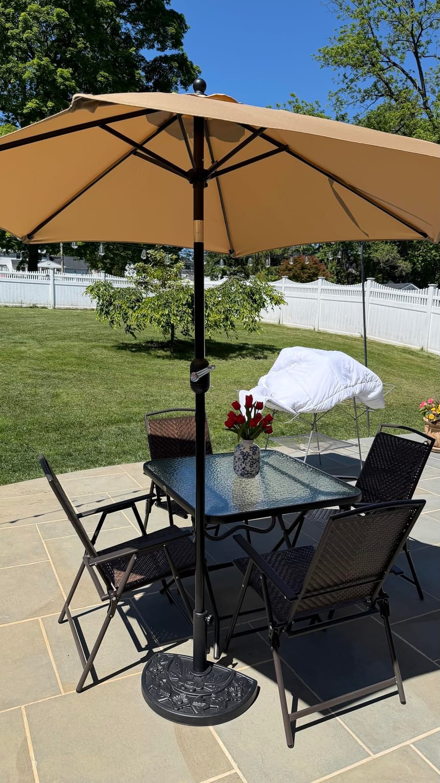 Sunnyglade 7.5' Patio Umbrella Outdoor Table Umbrella Tilt Crank Tan | Market Table Umbrella with 6 Sturdy Ribs Push Button Tilt and Crank Lift Perfect For Patio Tables, Beach, Gardens and Pool customer photo 1