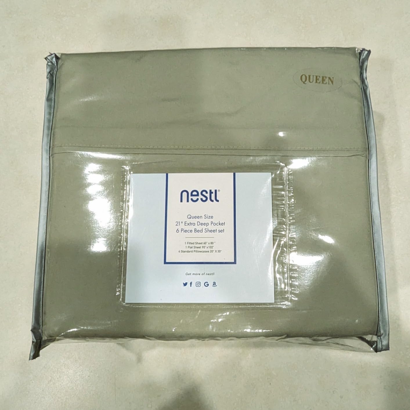 Nestl Extra Deep Pocket Queen Sheet Set - 6 Piece Breathable & Cooling Sheets - Hotel Luxury Bedding Set w/18-24 Inch Deep Pockets - Easy & Secure Fit - Super Soft, Wrinkle Free & Comfy - Dark Gray customer photo 1