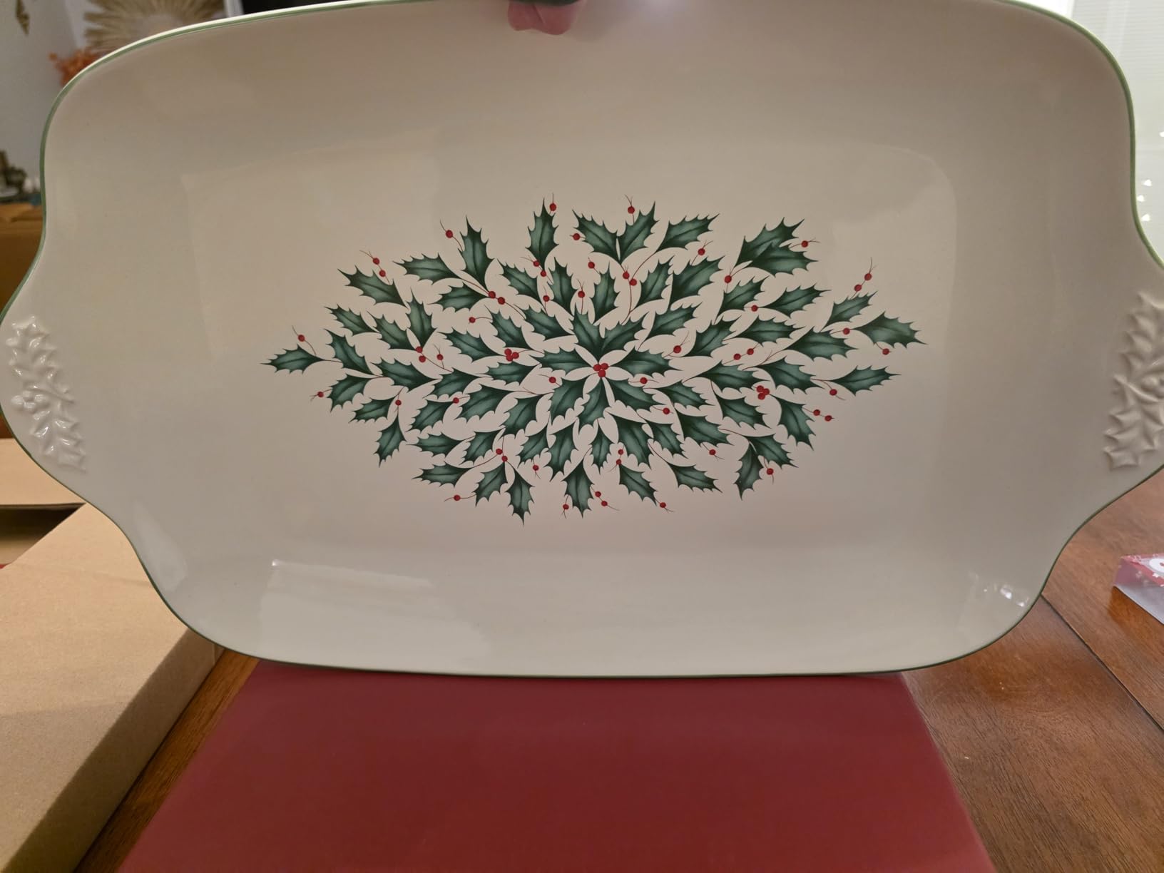Lenox Holiday Oversized Stoneware Christmas Serving Platter | dishwasher safe, microwave safe | large, holiday hosting centerpiece, christmas kitchen decor, food tray customer photo 1