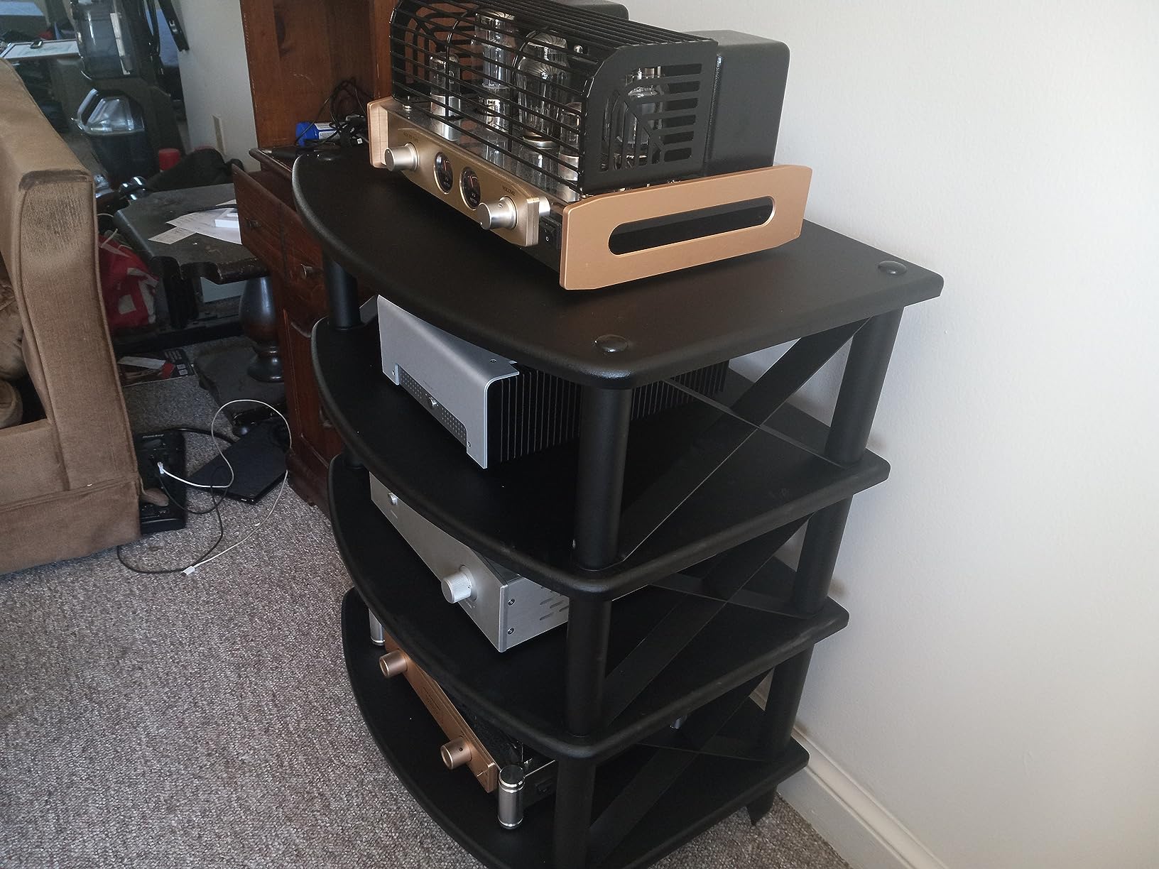 Pangea Audio Vulcan X Four Shelf Audio Rack Media Stand, and Components Cabinet Black customer photo 1