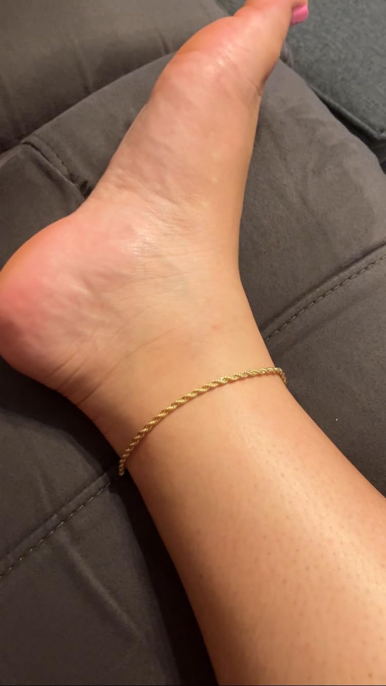 Barzel 18K Gold Plated Braided Rope Anklet for Women, 2.7 MM thick, 10 Inches long - Made In Brazil customer photo 2