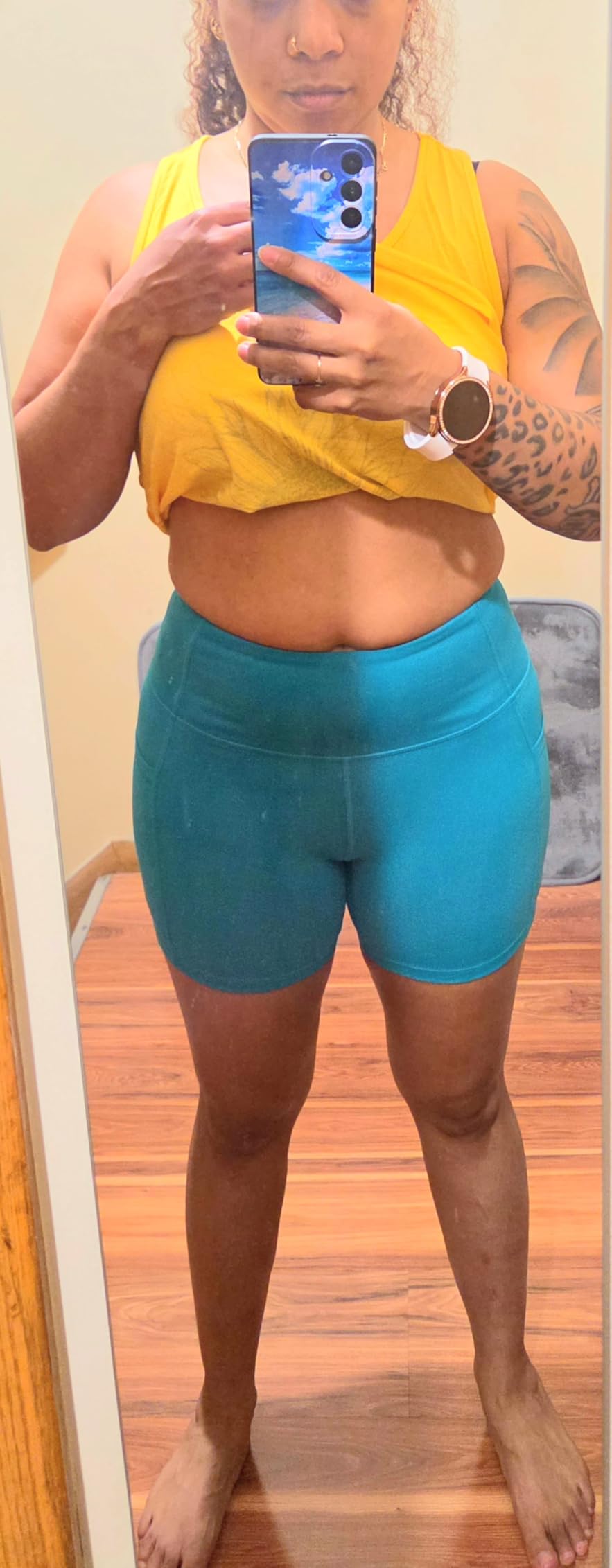 THE GYM PEOPLE High Waist Yoga Shorts for Women's Tummy Control Fitness Athletic Workout Running Shorts with Deep Pockets customer photo 2