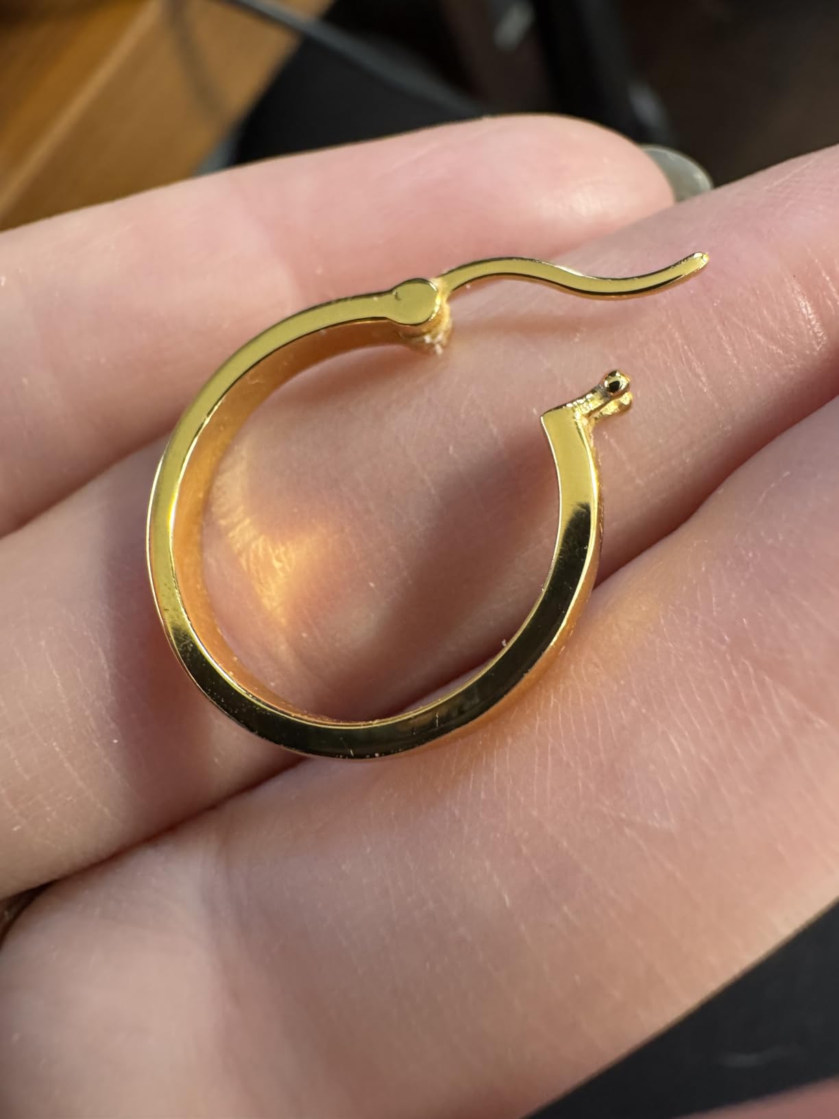 Gold Hoop Earrings for Women, 14K Gold Plated Lightweight Hoops customer photo 2