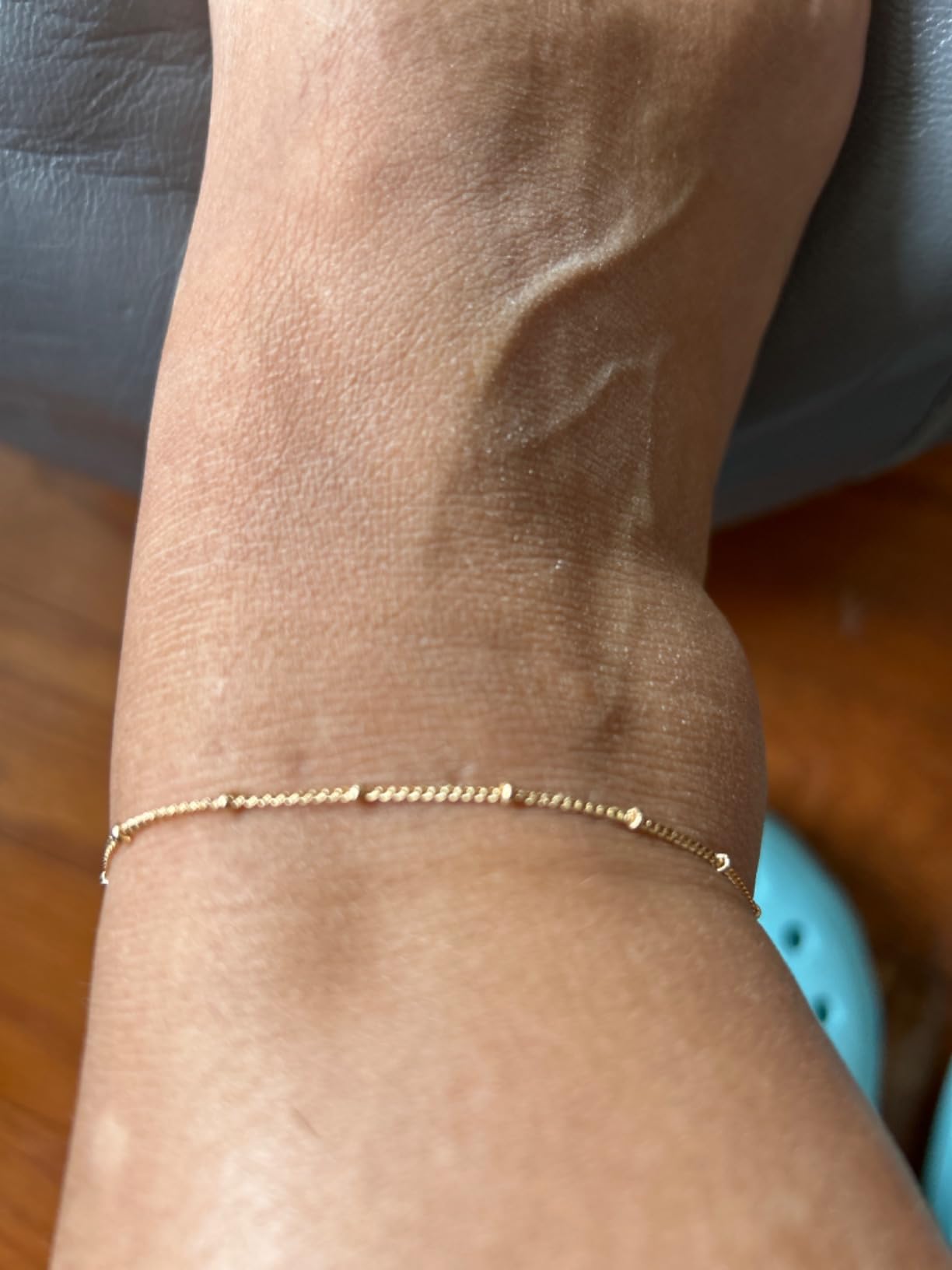 MEVECCO Dainty Chain Anklets for Women, Beaded and Charm Styles | 14K Gold Plated Brass customer photo 2