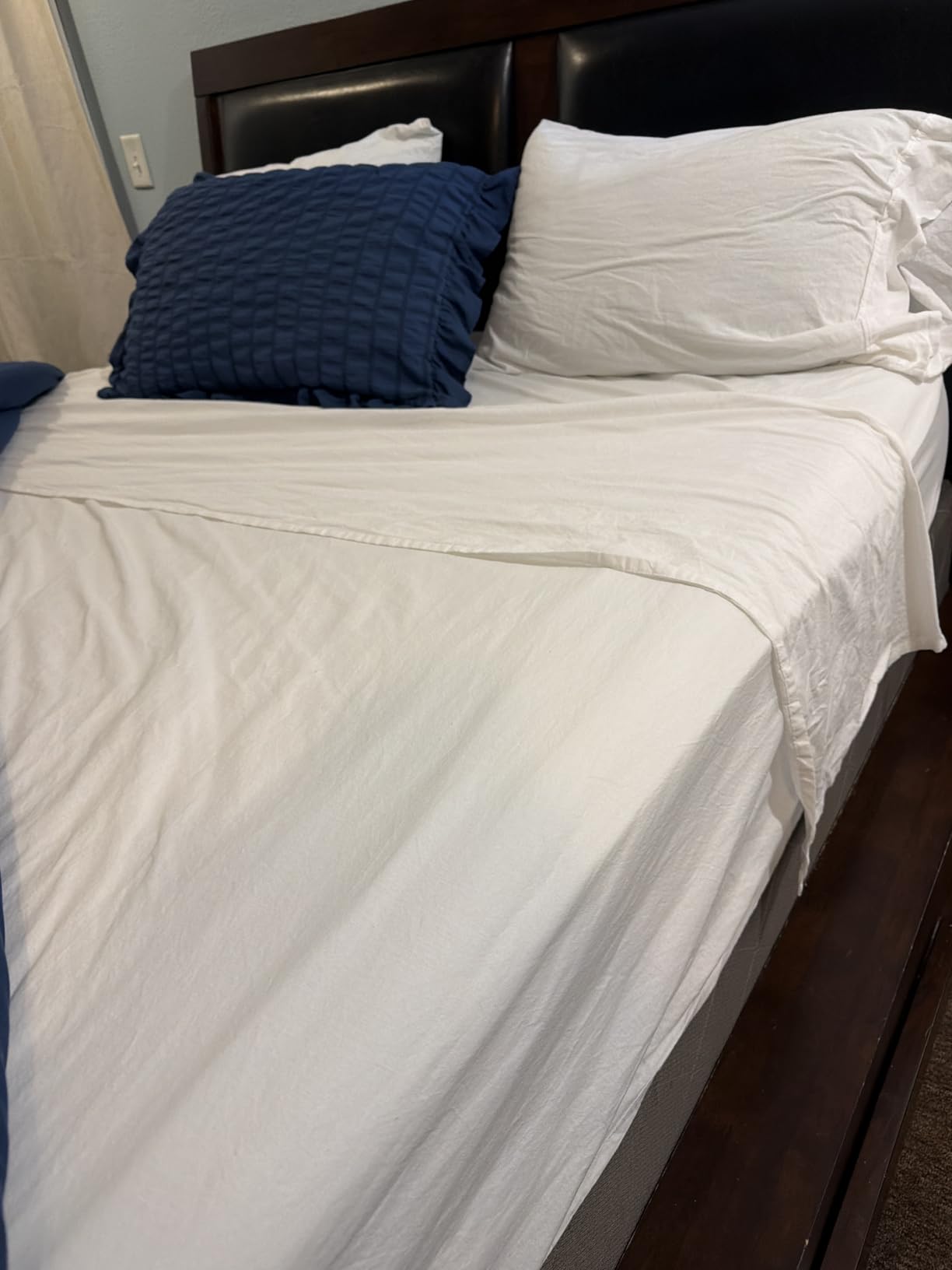 LANE LINEN Queen Sheets 100% Organic Cotton 4pc Percale Cooling - White | Queen Sheet Set, GOTS Certified Organic Cotton Percale - Crisp, Cool & Breathable, For Hot Sleepers, All-Season Comfort customer photo 2