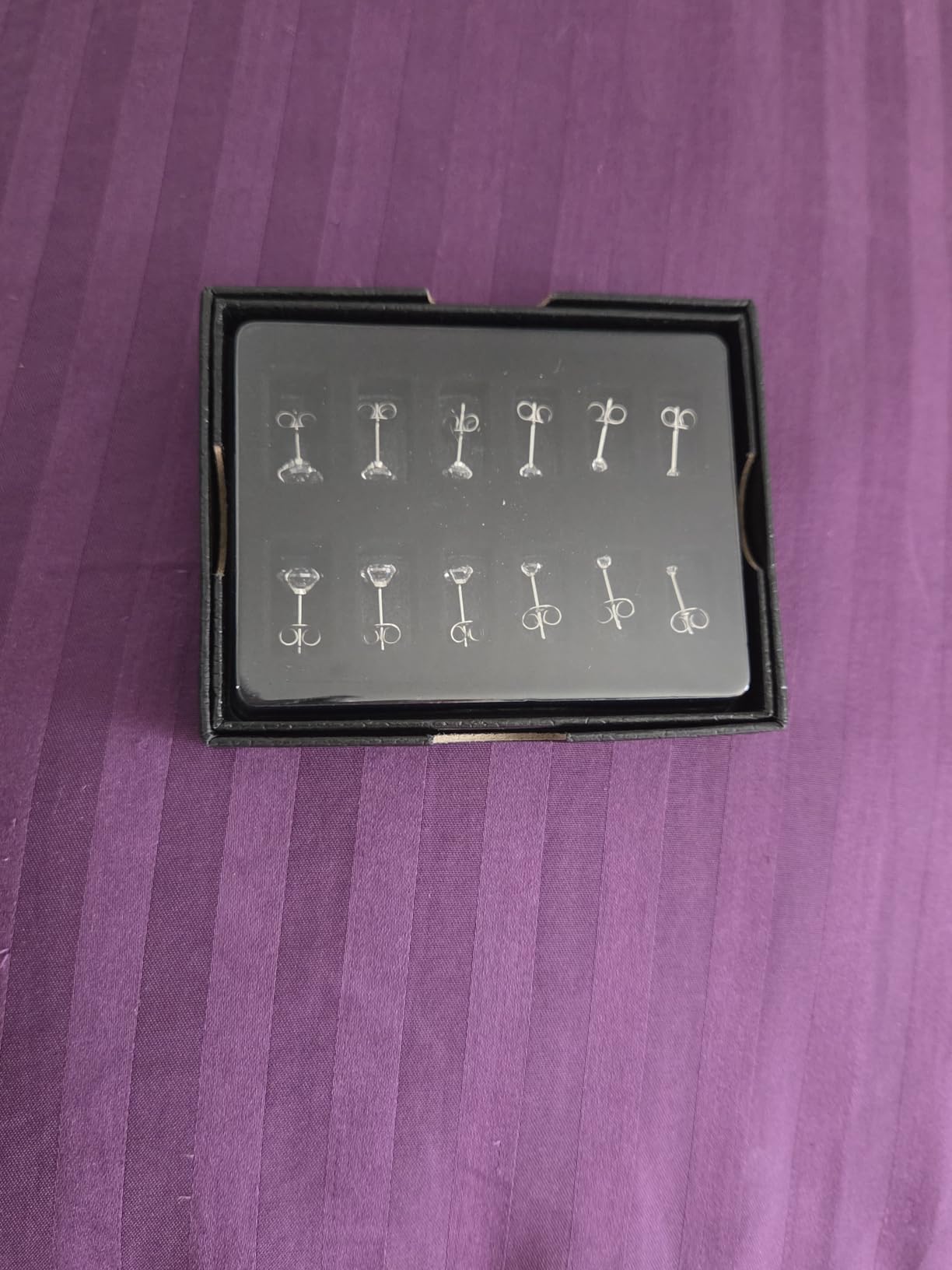 6 Pairs Stud Earrings Set, Hypoallergenic Cubic Zirconia 316L Earrings Stainless Steel CZ Earrings 3-8mm (Steel color) customer photo 2