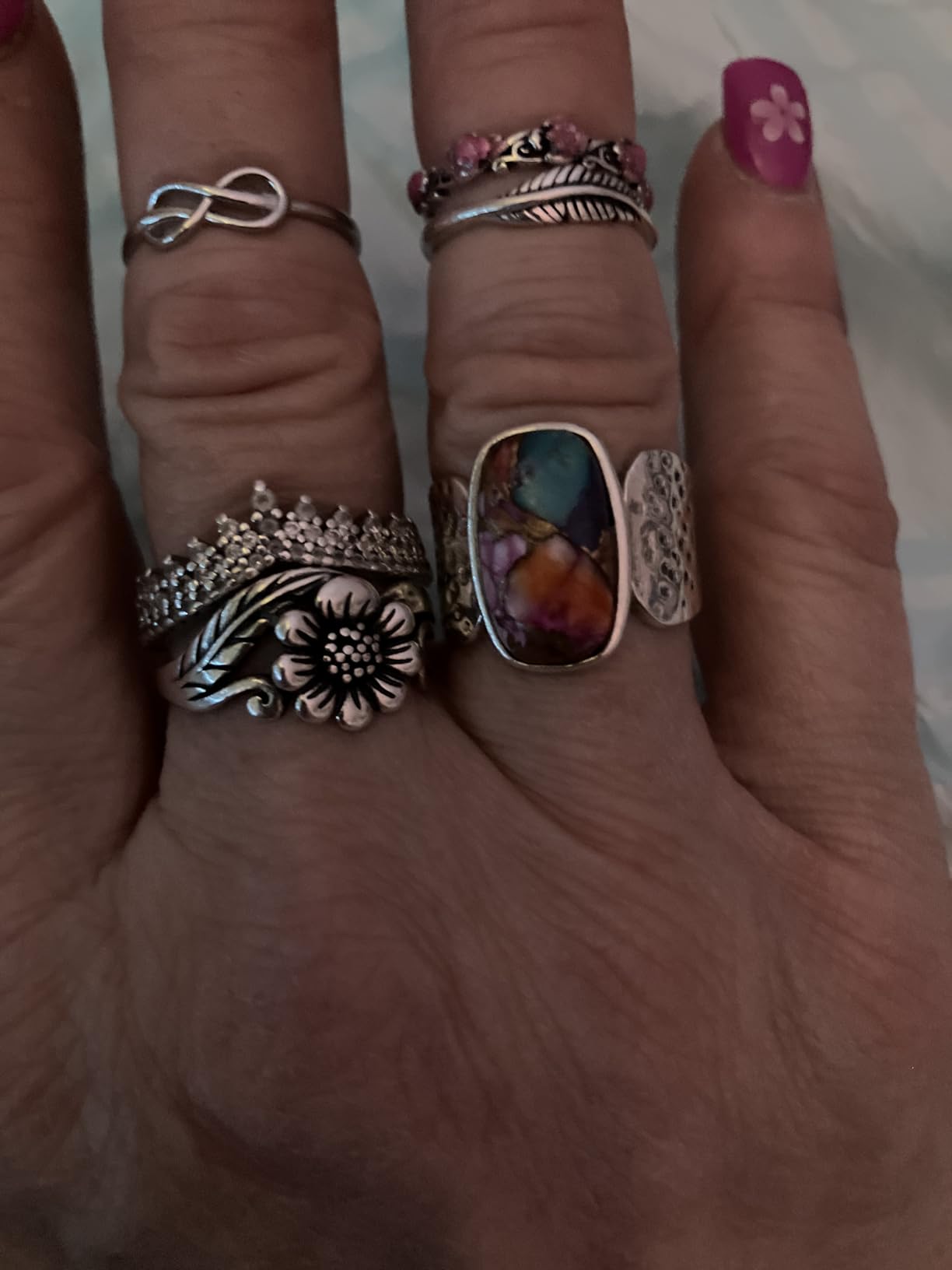 BORUO 925 Sterling Silver Ring, Feather Ring Size 4-12 customer photo 2