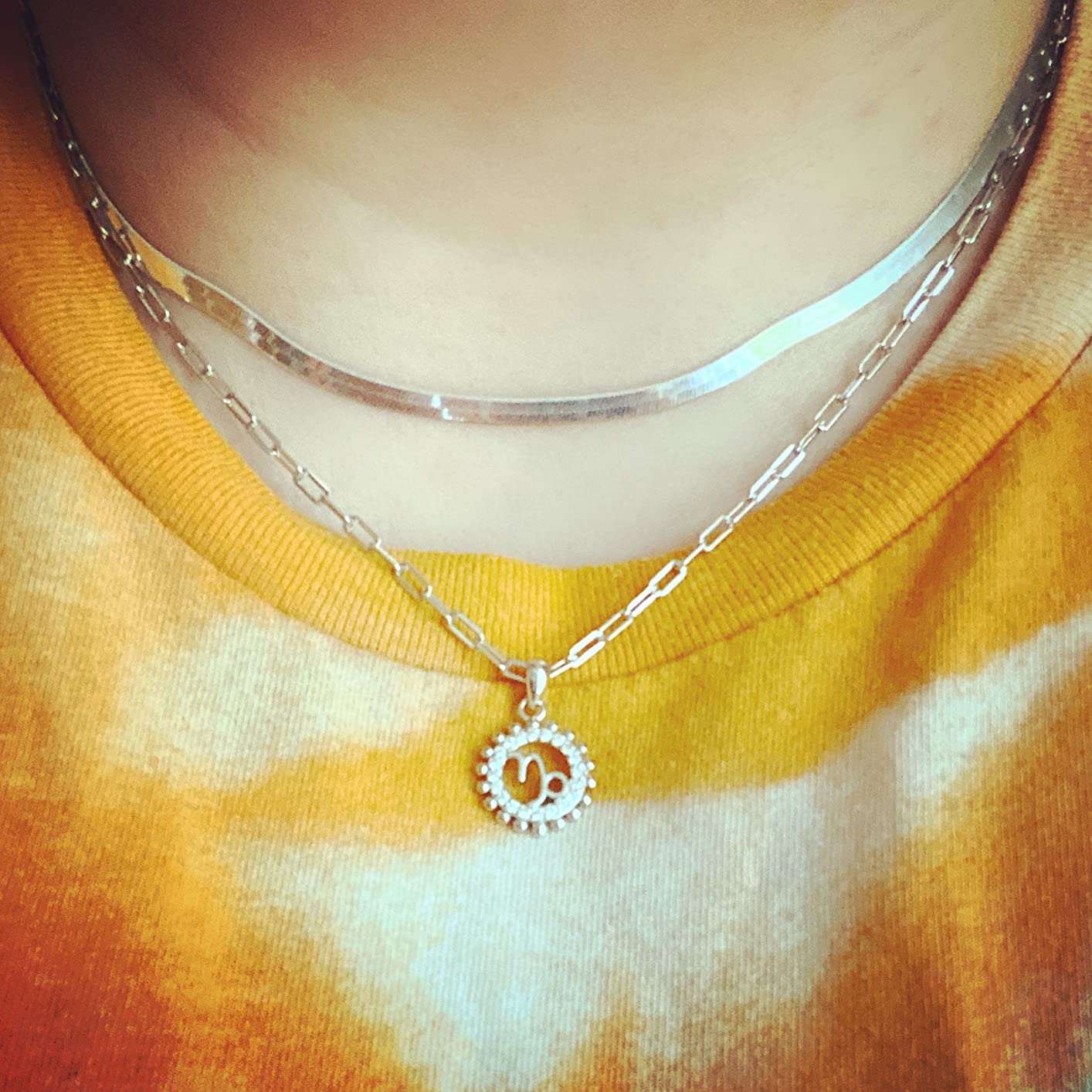 Miabella Italian 925 Sterling Silver, 18K Gold Plated Herringbone Necklace customer photo 2