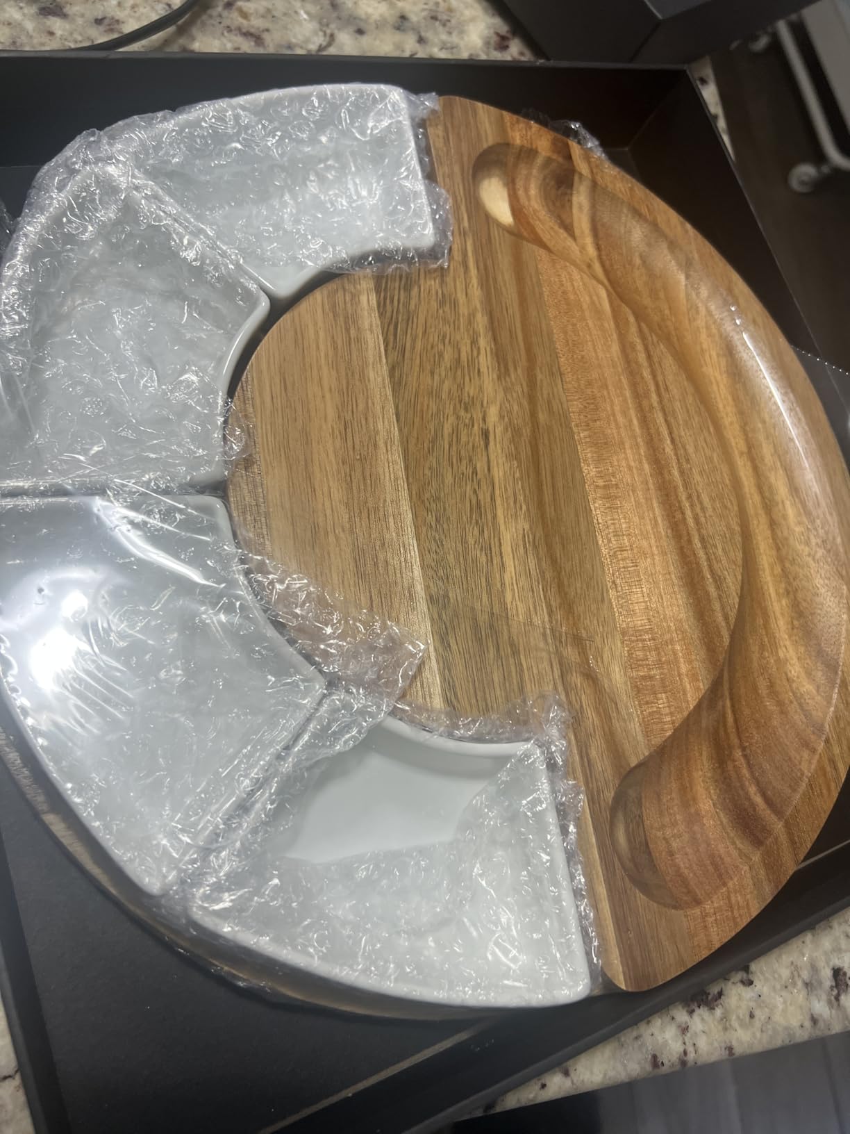 ChefSofi Charcuterie Board Set and Cheese Serving Platter - Made from Acacia Wood - US Patented 13 inch Cheese Board and Knife Set for Entertaining and Serving - 4 Knives and 4 Bowls customer photo 1