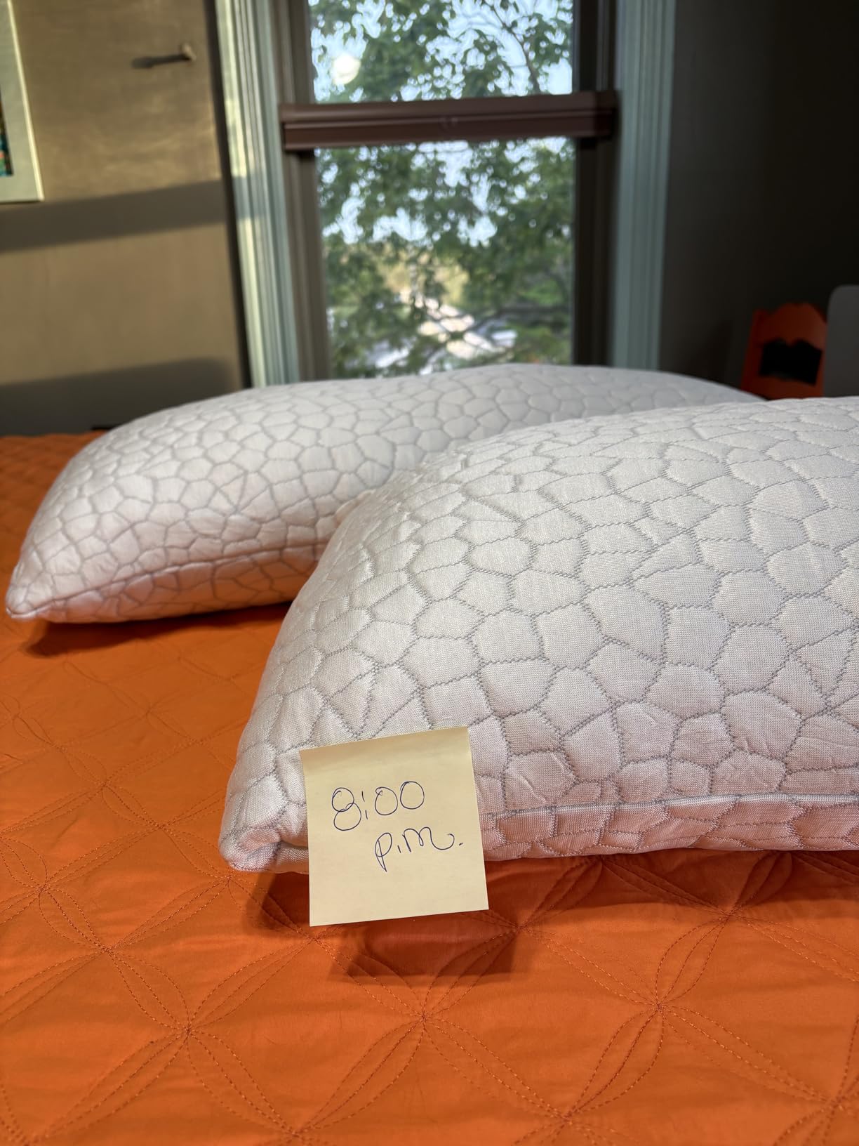 QUTOOL Cooling Pillow for Sleeping, CertiPUR-US Shredded Memory Foam Queen Pillows Set of 2, Cool Pillow for Hot Sleepers Adjustable Firm Pillow for Side, Back, Stomach Sleepers Soft Yet Support, White customer photo 2