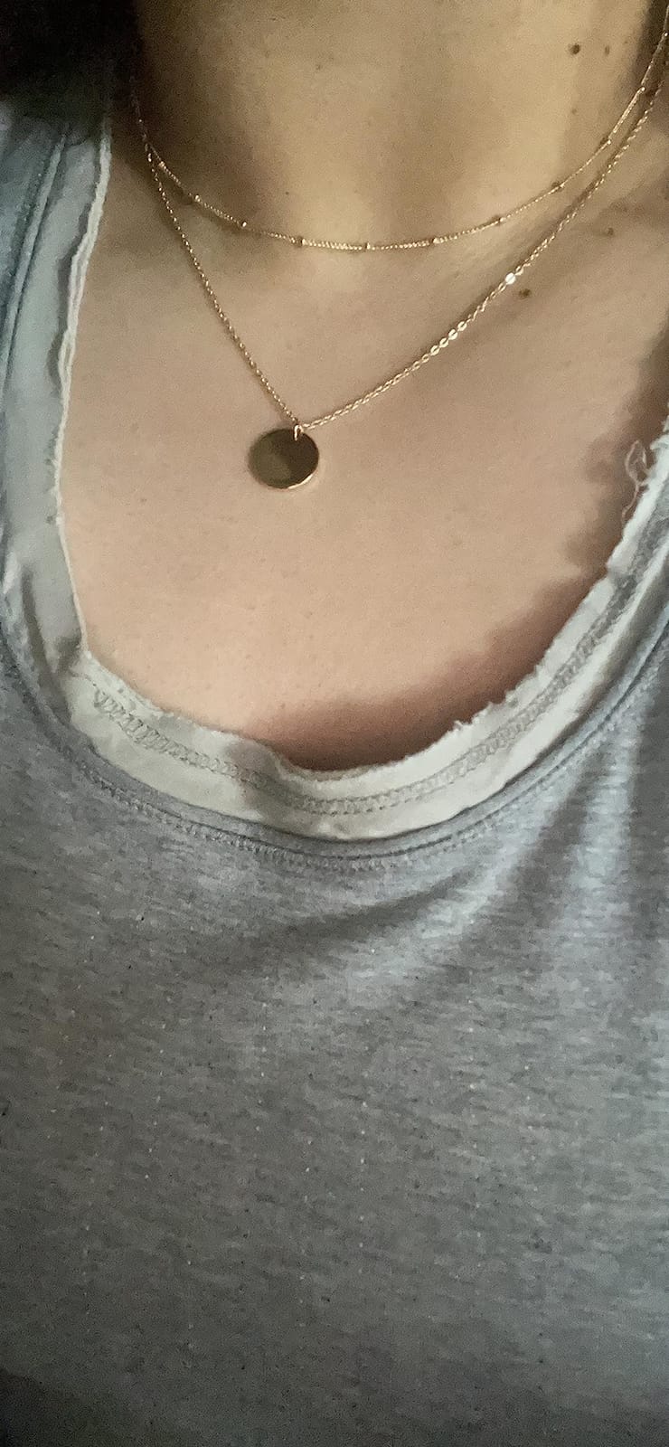 MEVECCO Dainty Pendant Layered Necklaces for Women | 18K Gold Plated Brass, 2-Piece Set With A Choker-Length Upper Layer, Wear Together Or Separately, Refined Everyday Style customer photo 2