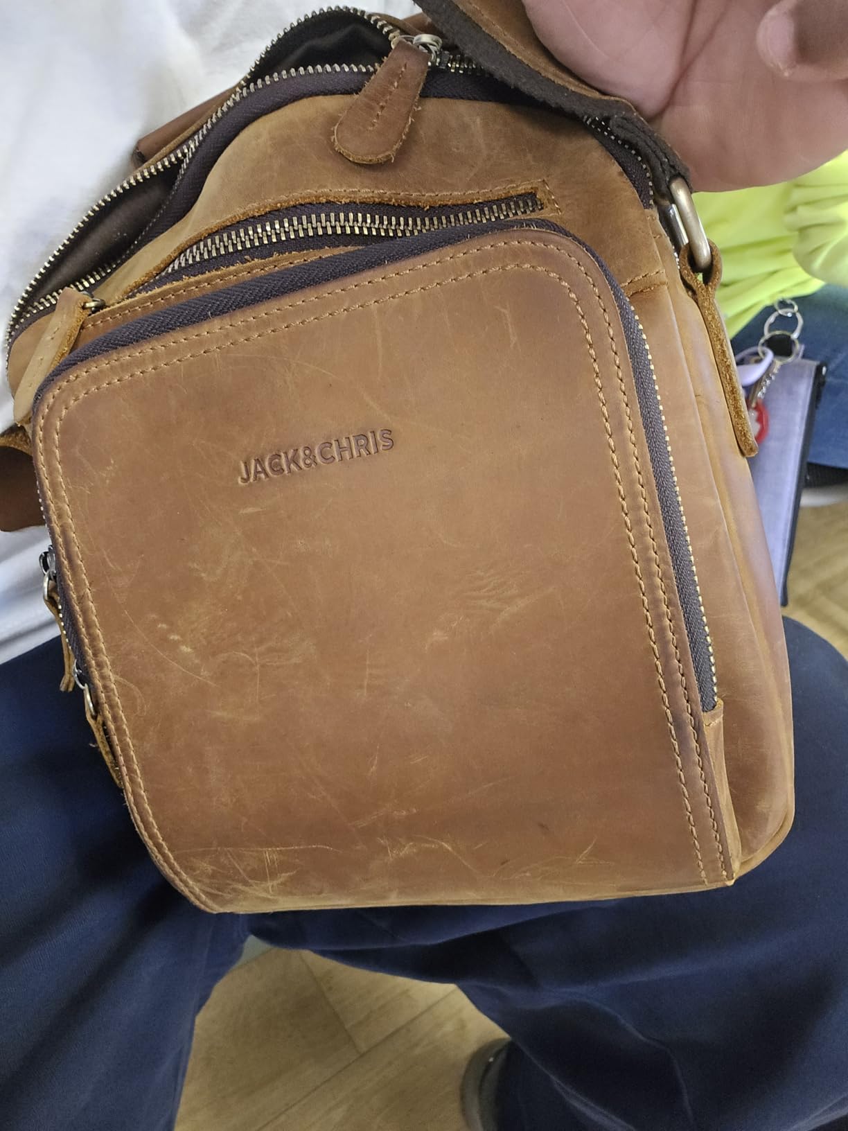 Jack&Chris Leather Messenger Bag for Men, Man Purse Crossbody Bags for Work Business customer photo 1