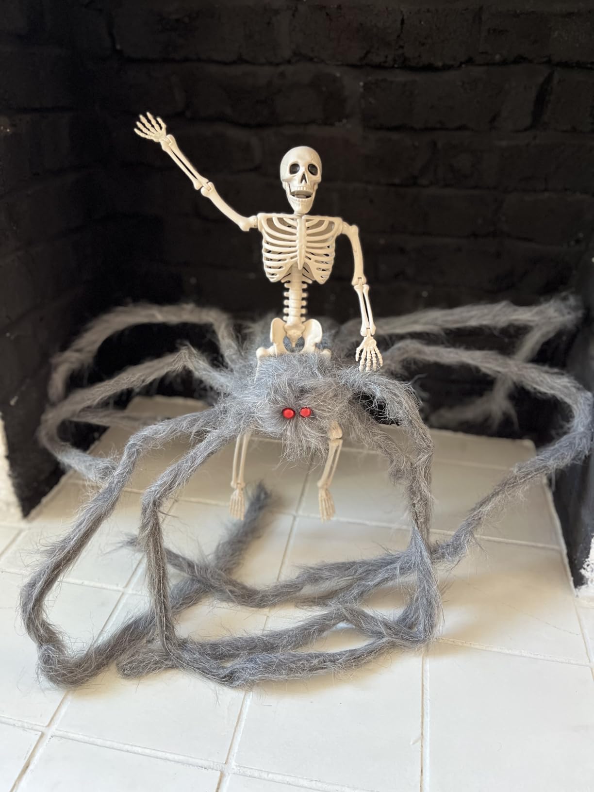 JOYIN 2 Pack 5 Ft Halloween Outdoor Decorations Hairy Black Spider, Scary Giant Spider, Fake Large Haunted House Props, Halloween Yard Lawn Decorations Party Indoor Decor customer photo 1