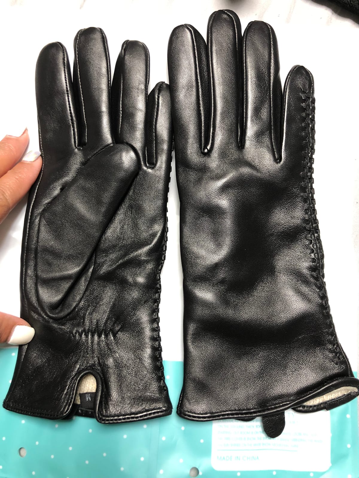 Winter Leather Gloves Women, Warm Wool Lined Finger Touchscreen Texting customer photo 1