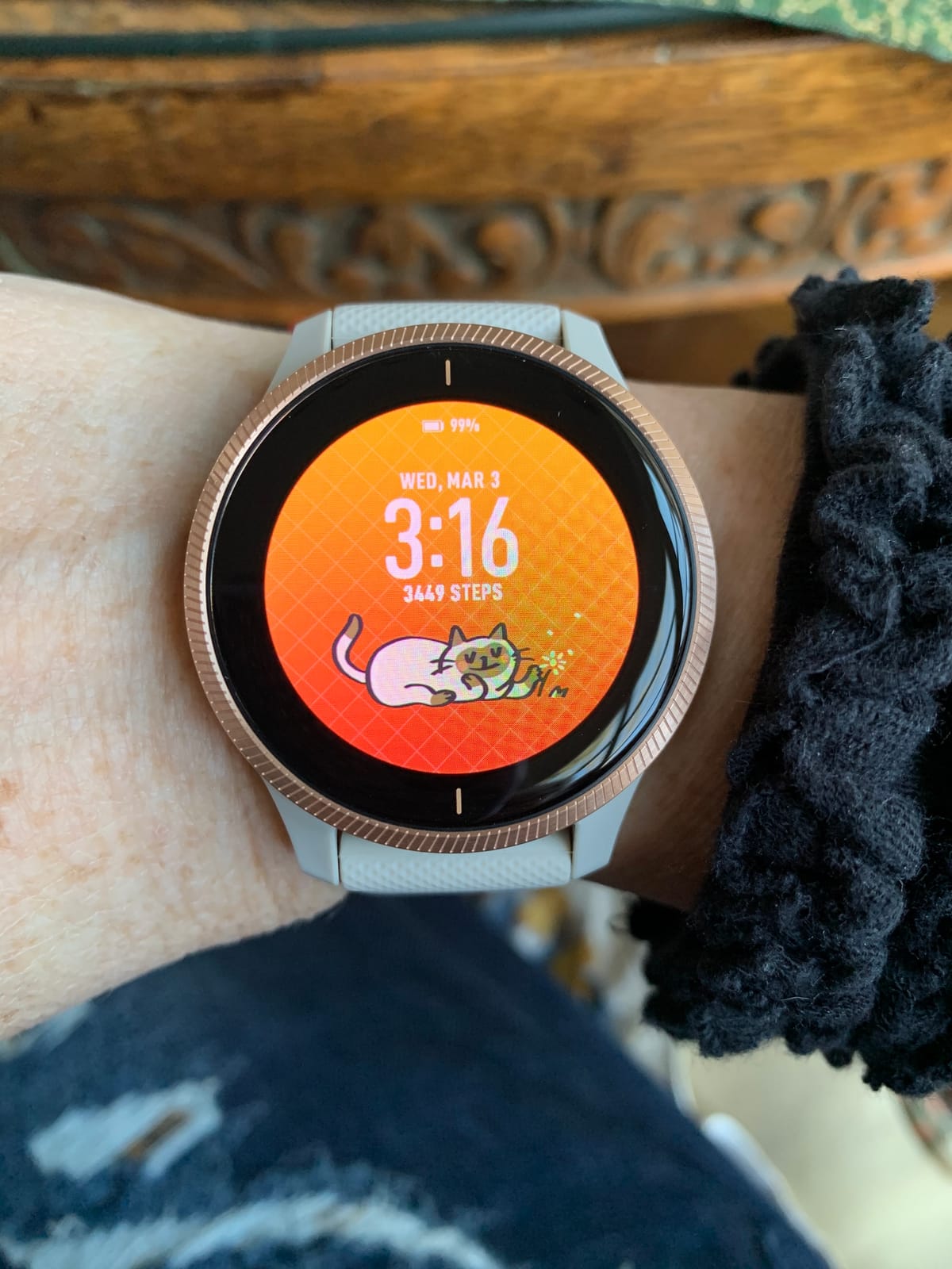 Garmin 010-02173-11 Venu, GPS Smartwatch with Bright Touchscreen Display, Features Music, Body Energy Monitoring, Animated Workouts, Pulse Ox Sensor and More, Black customer photo 1