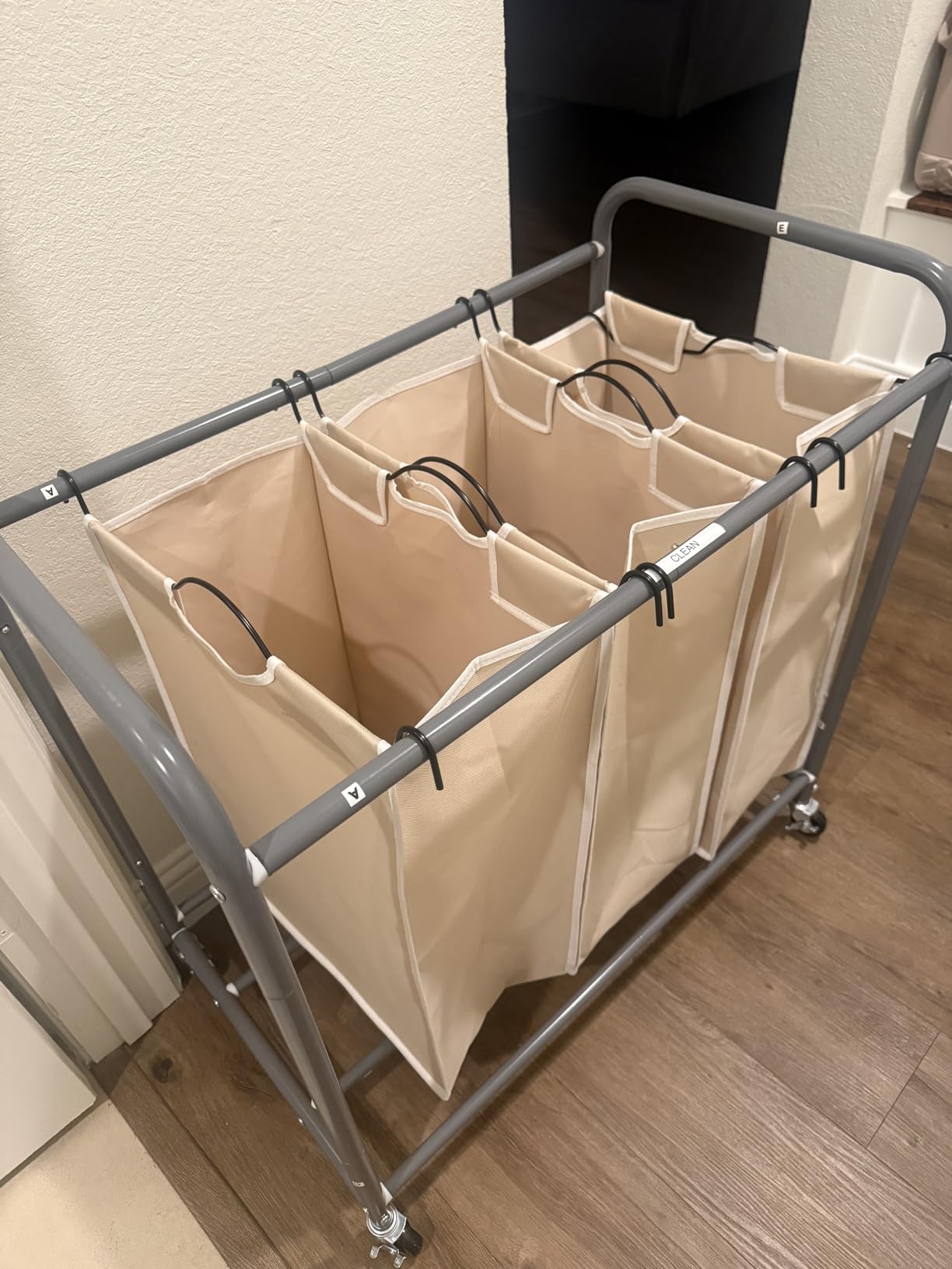 STORAGE MANIAC Laundry Sorter 4 Section, 47.5 Gal (180 L) Laundry Hamper with Wheels, Clothes Divider Basket Sorter, Separator Hamper Cart with Removable Bags, Gray customer photo 1