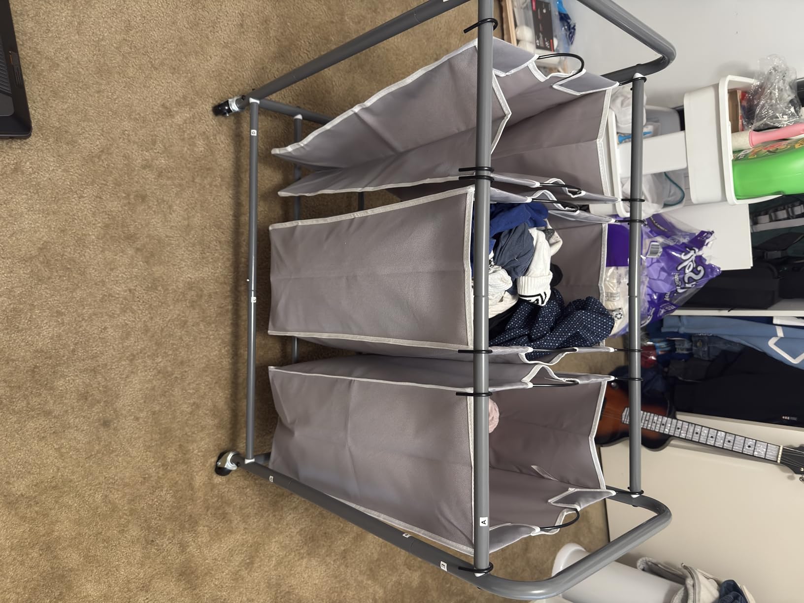 STORAGE MANIAC Laundry Sorter 4 Section, 47.5 Gal (180 L) Laundry Hamper with Wheels, Clothes Divider Basket Sorter, Separator Hamper Cart with Removable Bags, Gray customer photo 2