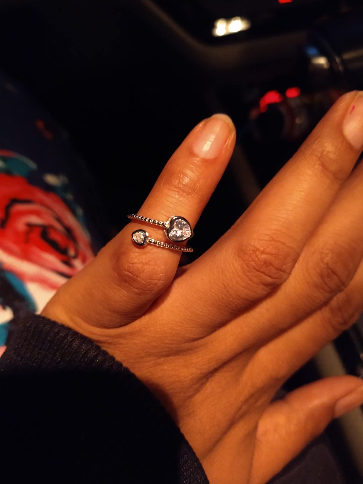 Step Forward 925 Sterling Silver Birthstone Rings for Women - Adjustable Open Heart Ring Constellation Month Band for Her Birthday Gifts Jewelry customer photo 1