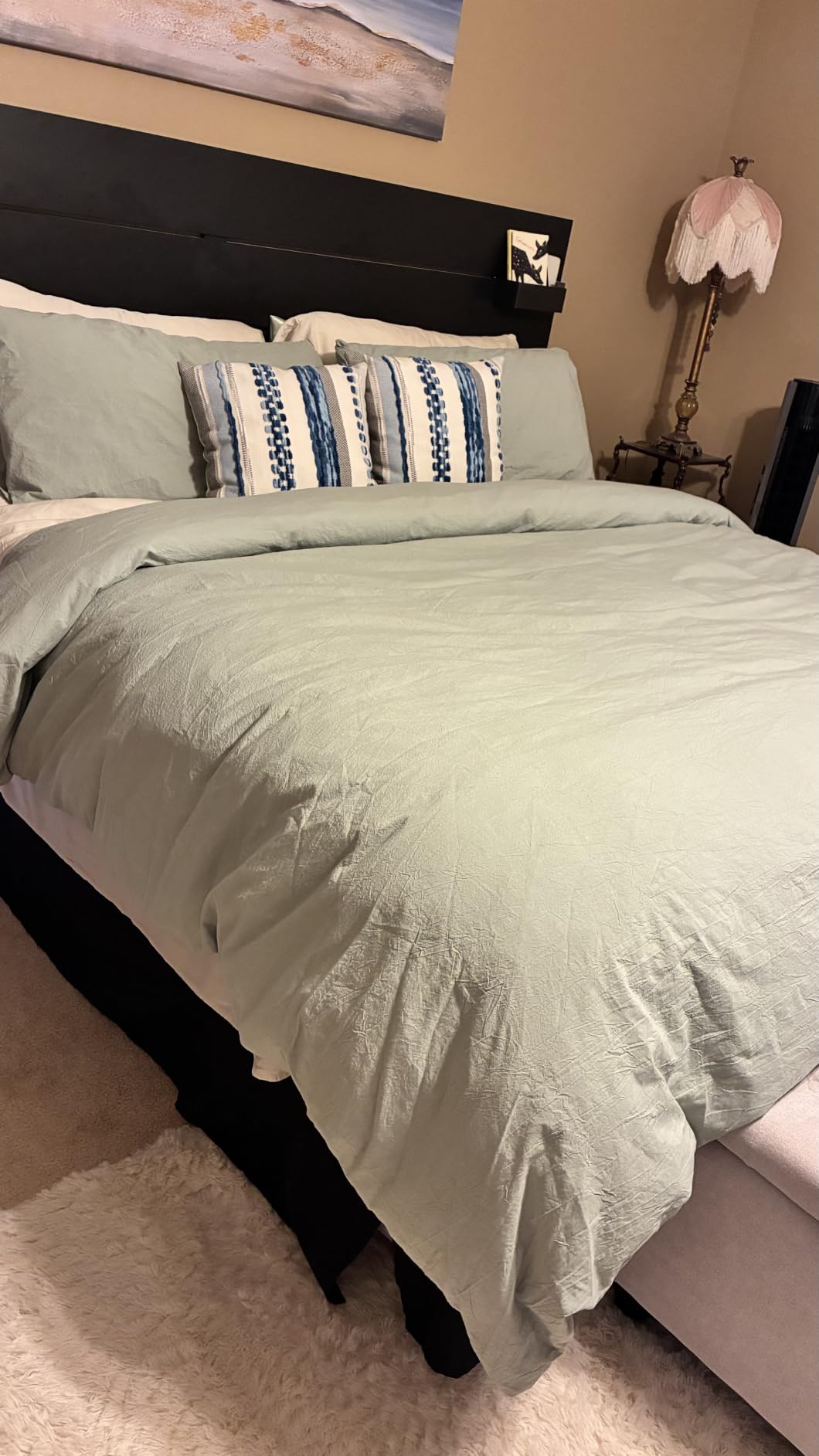 MooMee Duvet Cover Set 100% Washed Cotton Linen Like King | Relaxed Linen-like Texture. Soft, Breathable & Long-lasting Comfort. Lightweight. Hidden Zipper with 8 Interior Corner Ties customer photo 2