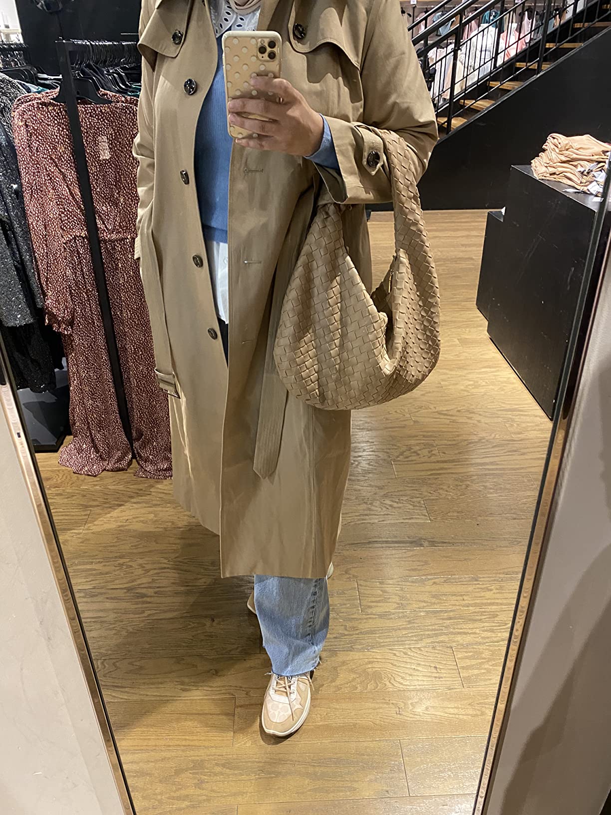 Women's Single Breasted Long Trench Coat With Epaulettes and Belt customer photo 1
