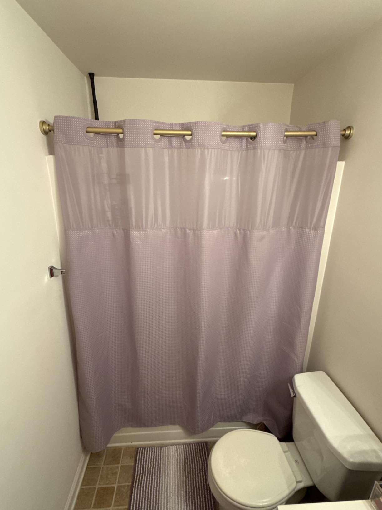 RiverDream Heavyweight Waffle No Hook Shower Curtain with Liner, White, 71x74 | Snap-in Liner, Heavy Duty, Hotel Grade, Mesh Top Window, With Bottom Magnets, Washable, Dotted Waffle, Standard Size customer photo 1
