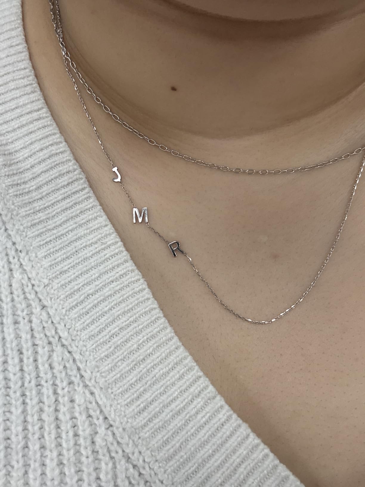 SilveristicJewelry 925 Sterling Silver Sideways Initial Necklace, Custom Letter Name Necklace with Symbol, Personalized Jewelry, Gift for Her, Mother's Day Necklace, Christmas Gift customer photo 1