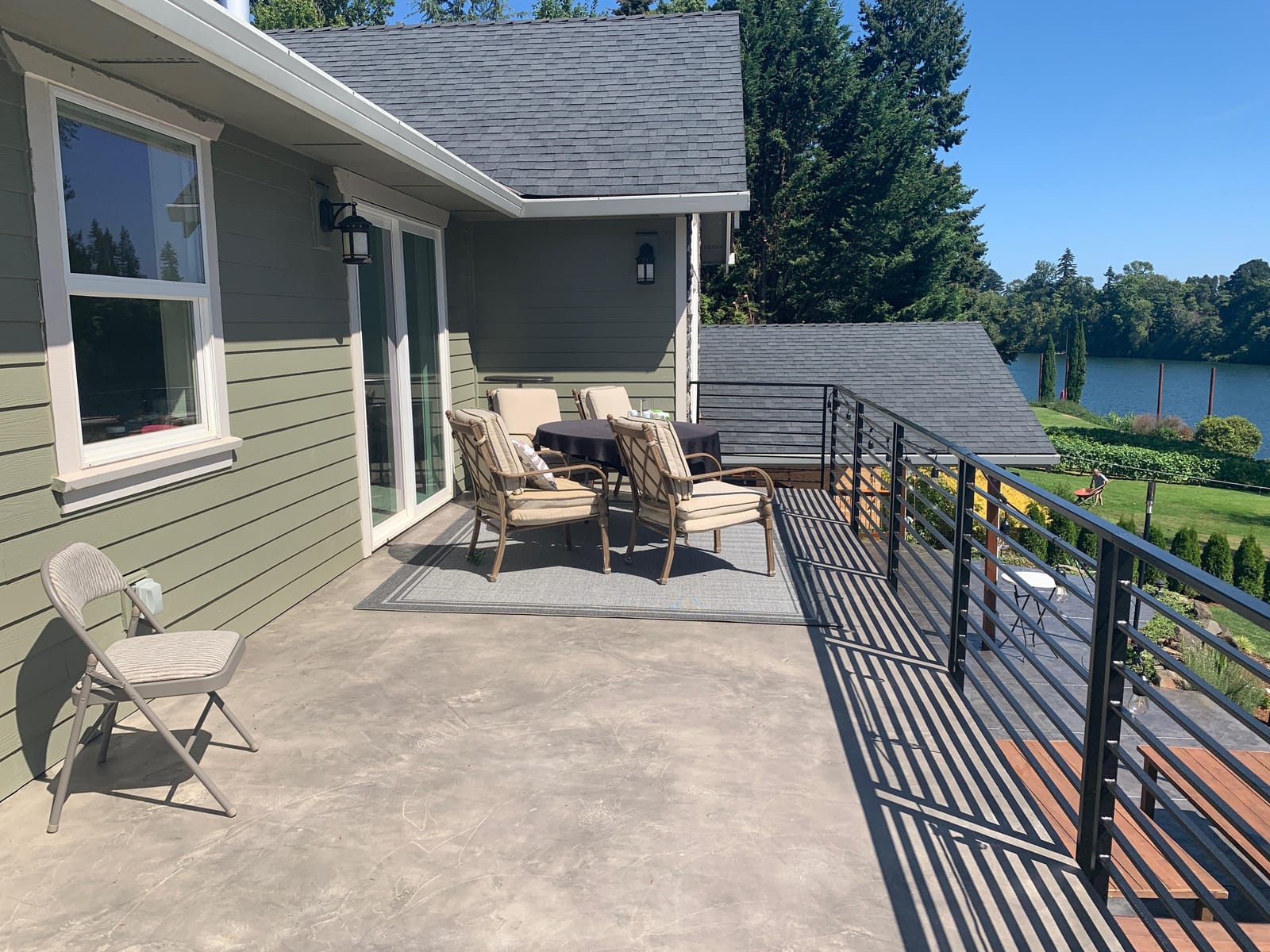 Gertmenian Indoor/Outdoor Flatweave Area Rug - 9x13 Extra Large, Stain & UV Resistant, Ideal For Deck, Patio, Poolside, Mudroom - Simple Border, Black/Tan, 22012 customer photo 2