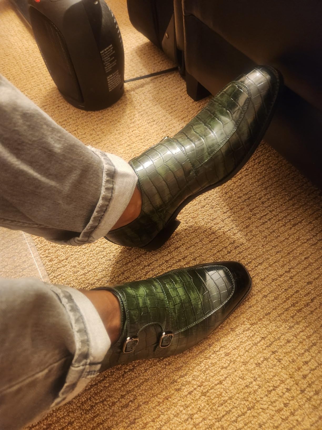 Mens Double Monk Strap Slip on Loafer Leather Formal Business Casual Comfortable Dress Shoes for Men customer photo 1