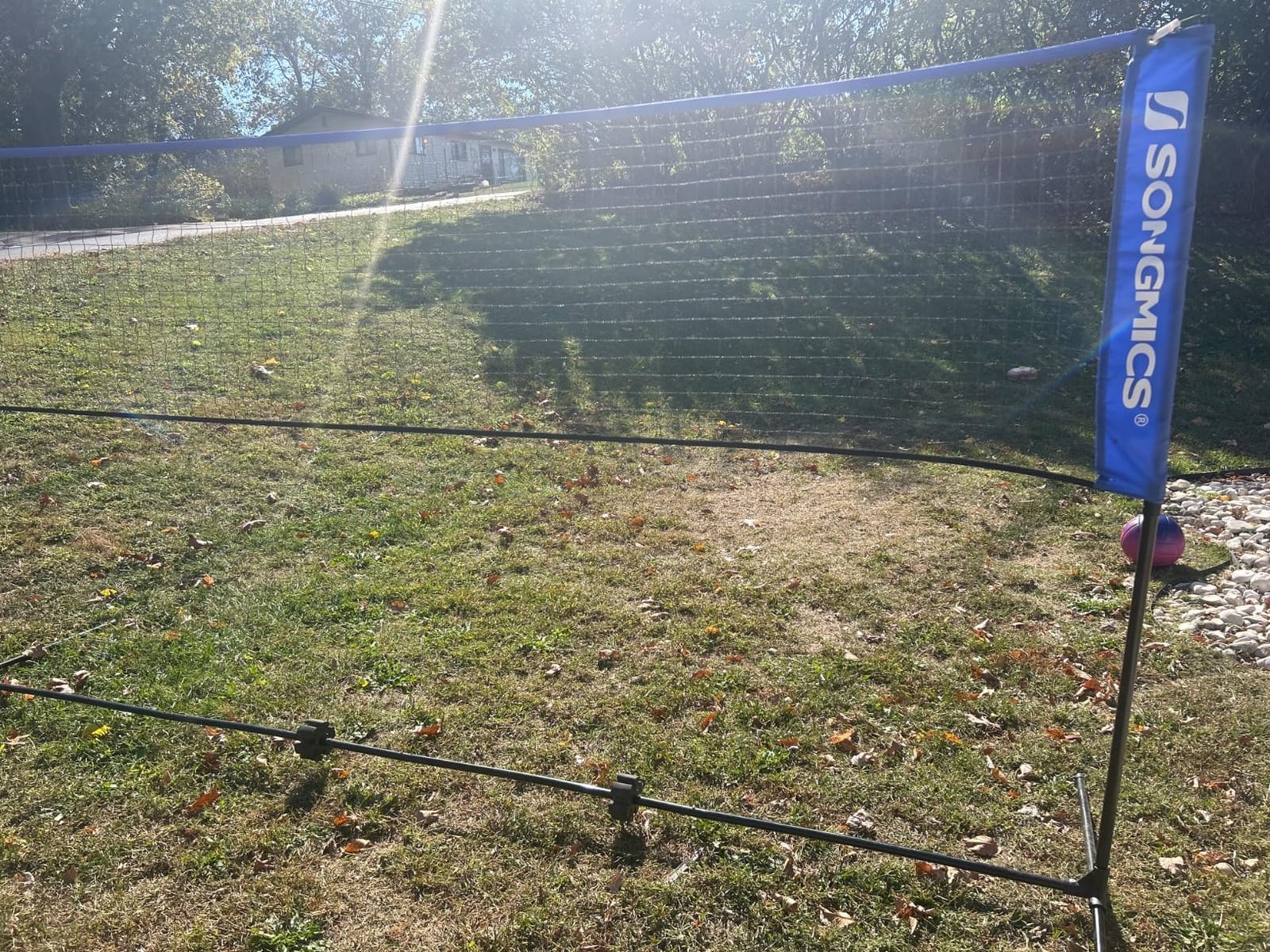 SONGMICS Badminton Net, Height Adjustable Volleyball Net, Pickleball Net for Junior Tennis, Kids, Indoor Outdoor Court, Foldable Nylon Net with Poles 10ft/13ft/16.5ft Wide customer photo 2