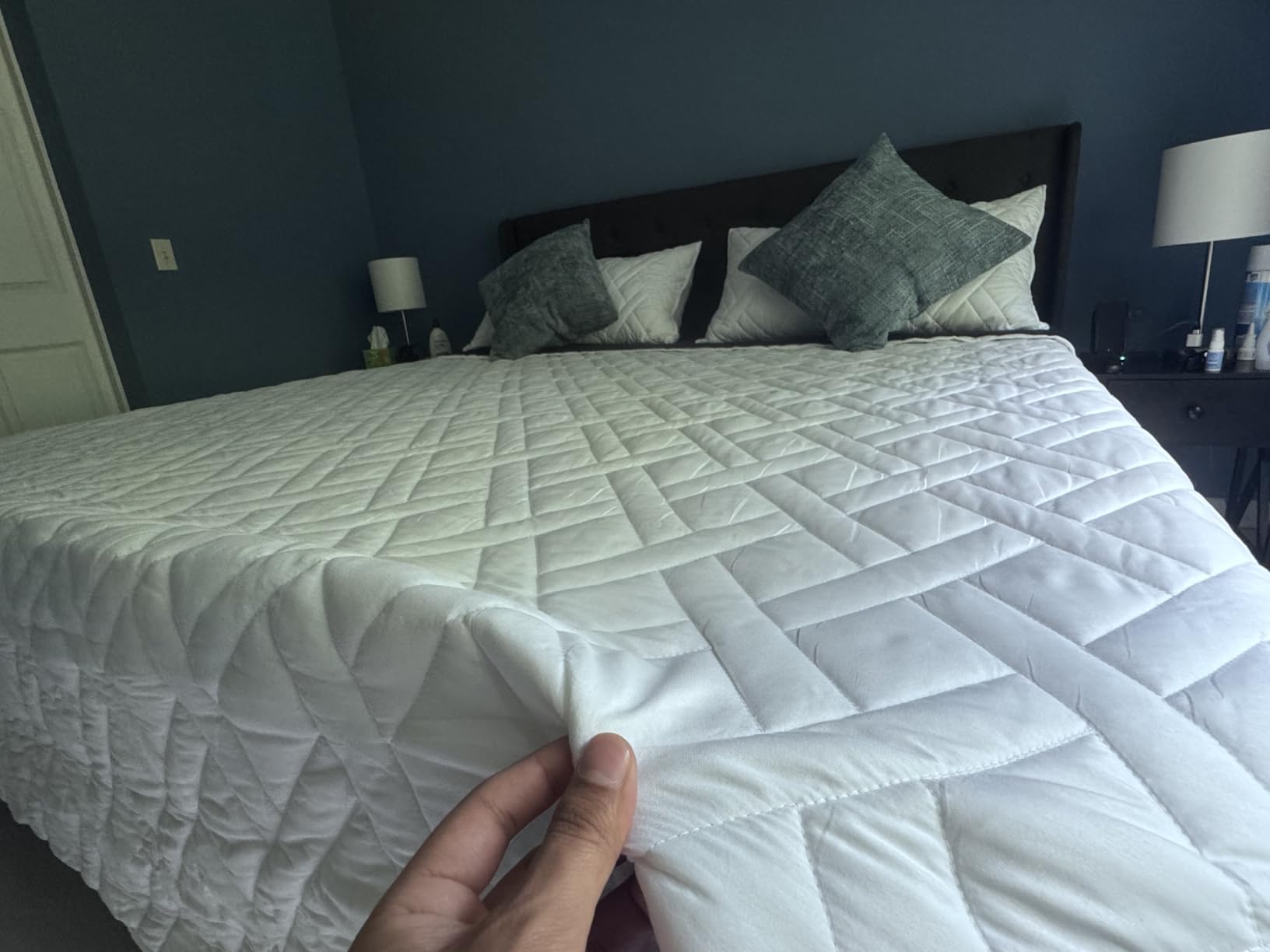 HORIMOTE HOME Quilt Set King Size Navy Blue, Classic Geometric Diamond Stitched Pattern, Ultra Soft Lightweight Bedspread Coverlet for All Season 3 Pieces(1 Quilt and 2 Pillow Shams) customer photo 2