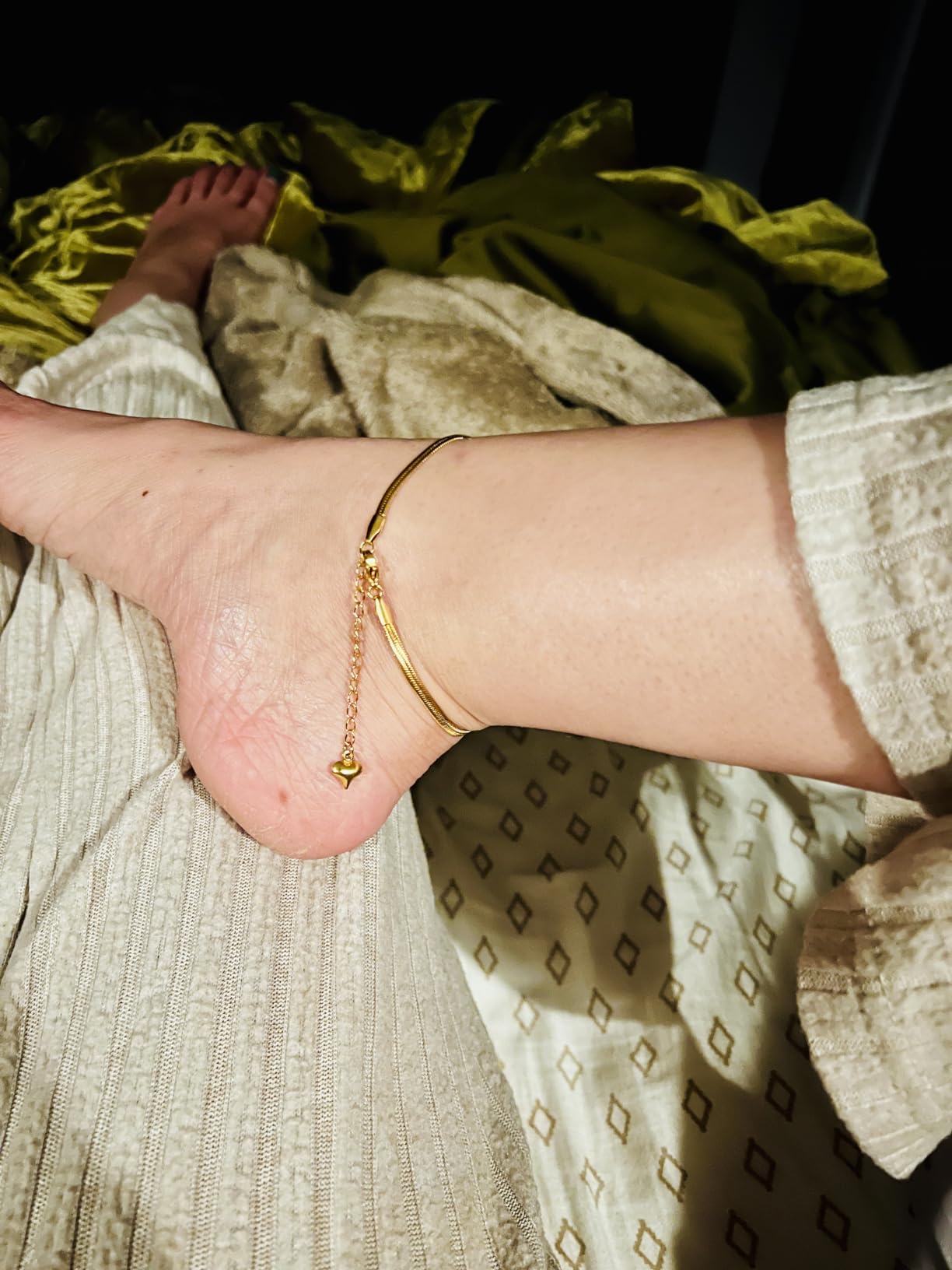 Gold Anklets for Women Waterproof, 18K Gold Plated Anklet for Women Snake Chain Link Dainty Ankle Bracelets customer photo 2