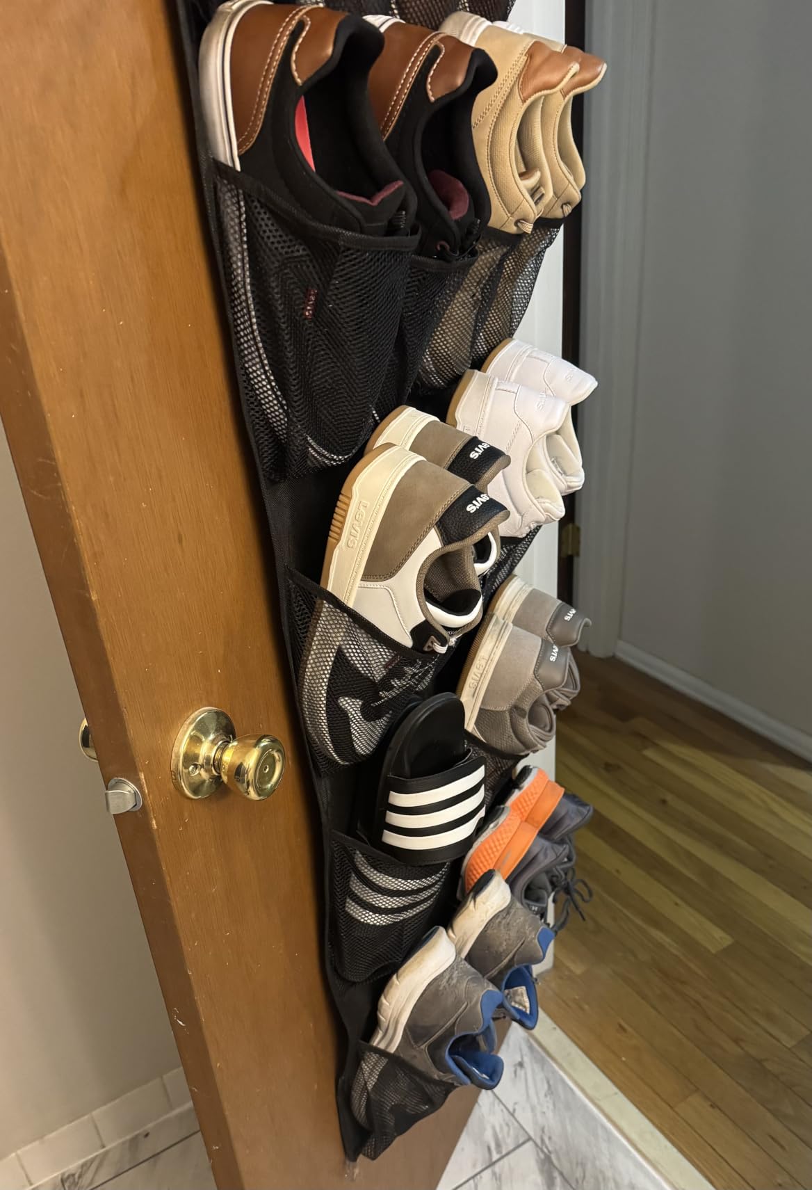 GORILLA GRIP Over the Door Shoe Organizer, 24 Large Pockets, Black | Breathable Mesh Pocket, Space Saving Hanging Storage Holder, Closet Rack Hanger customer photo 2